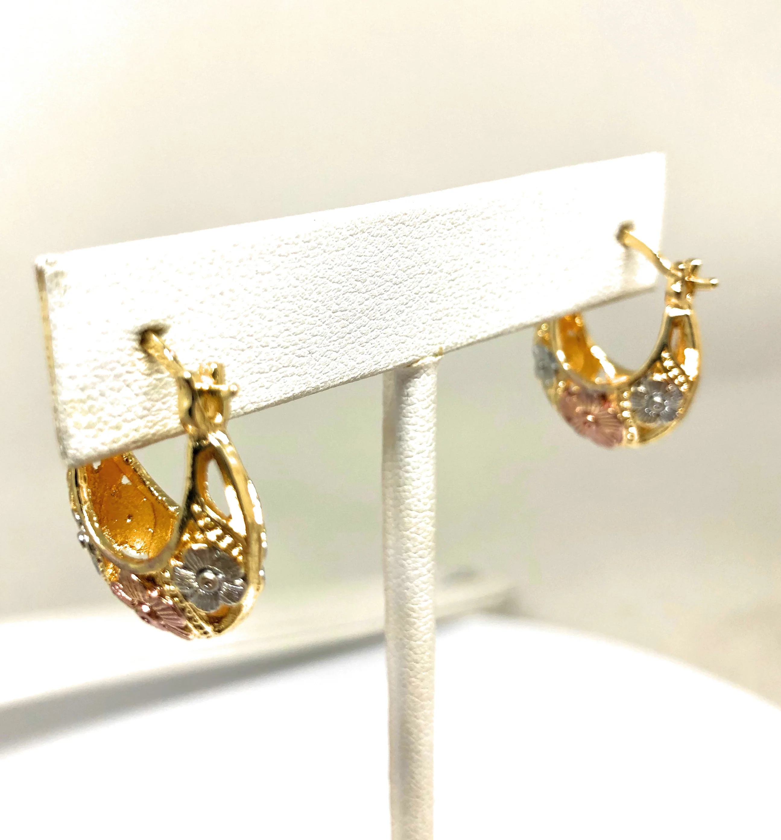 Gold Plated Tri-Color Kids Basket Earrings Aretes Canasta Tres Colores Para Ninos - Image 5