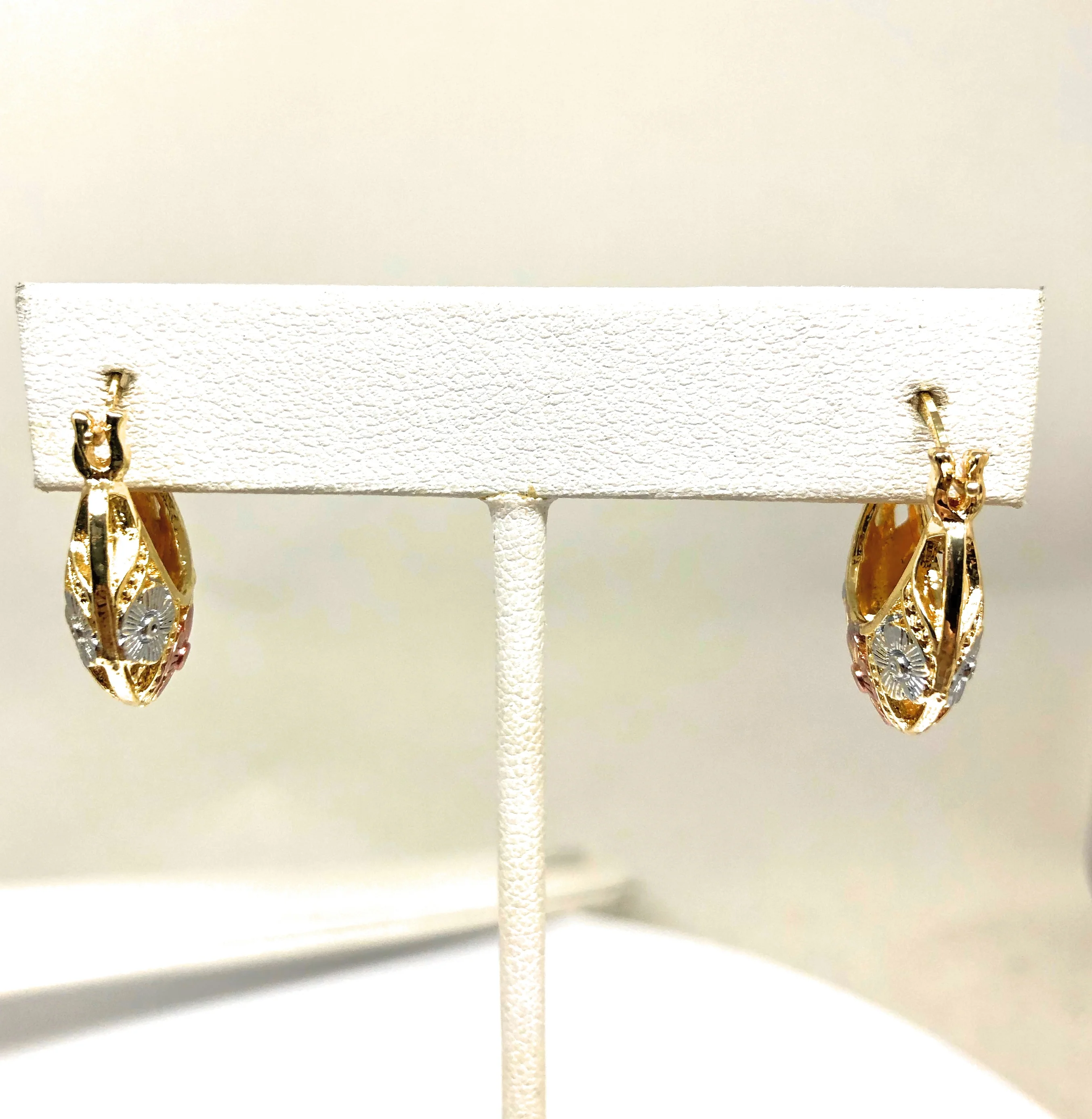 Gold Plated Tri-Color Kids Basket Earrings Aretes Canasta Tres Colores Para Ninos - Image 6