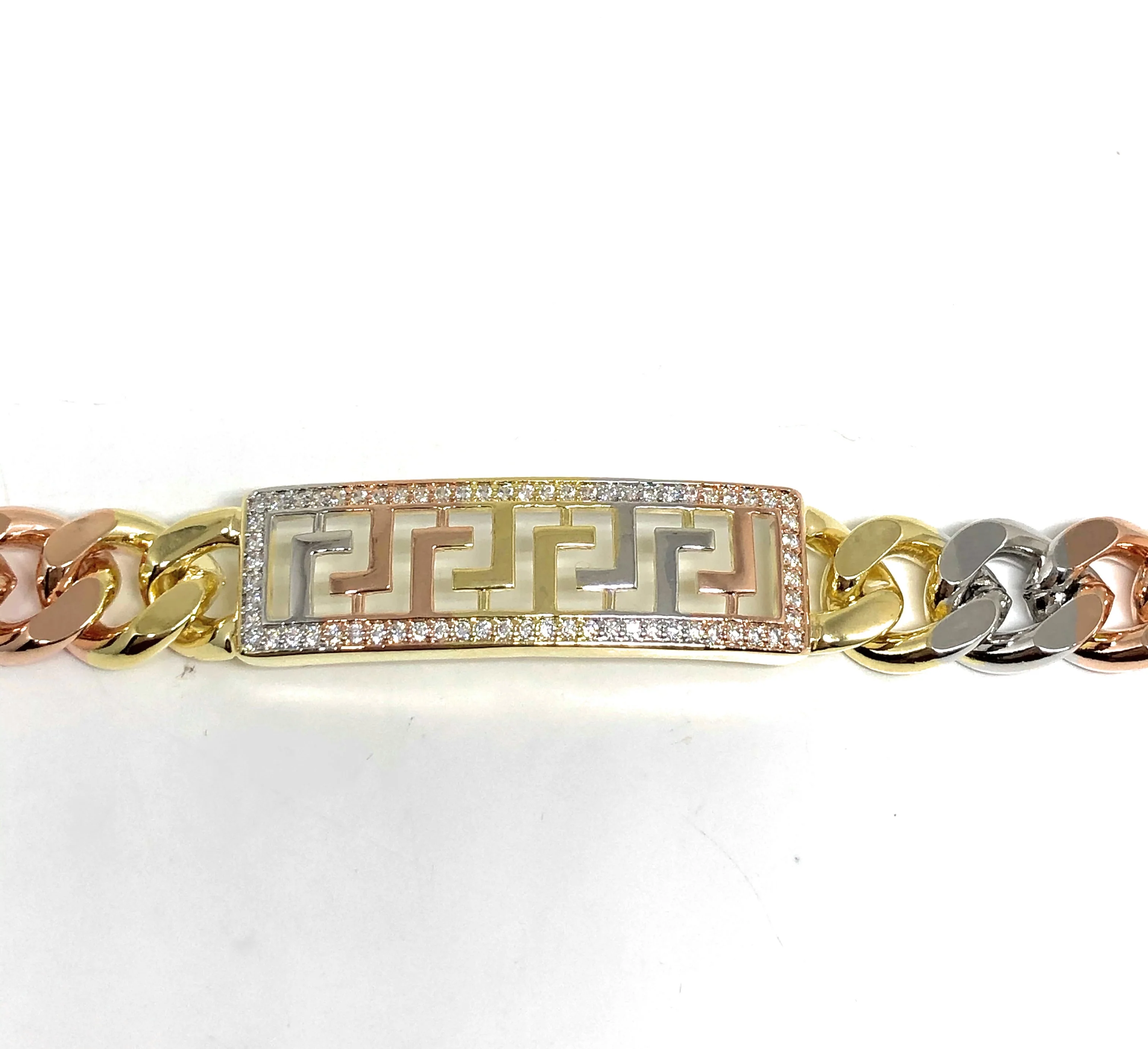 Gold Plated Tri-Color Miami Cuban Link Bracelet 7.5” 11mm Width Esclava - Image 3