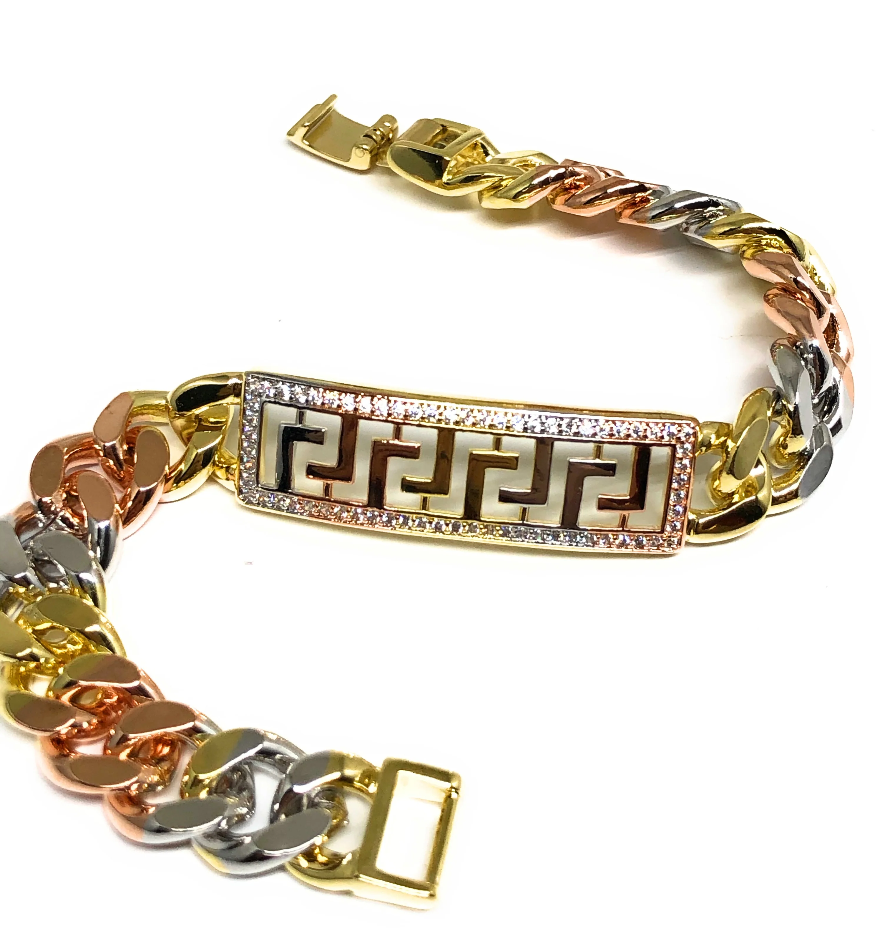 Gold Plated Tri-Color Miami Cuban Link Bracelet 7.5” 11mm Width Esclava - Image 5