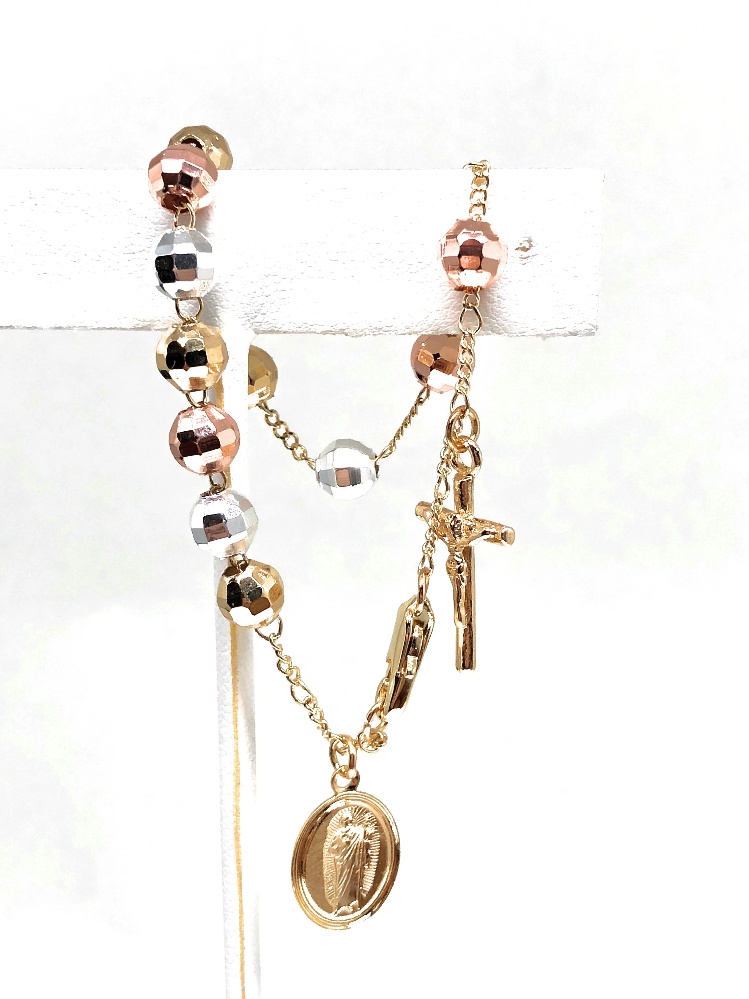 Gold Plated Tri-Color Saint Jude Bracelet San Judas Pulsera Tres Colores 8” - Image 4