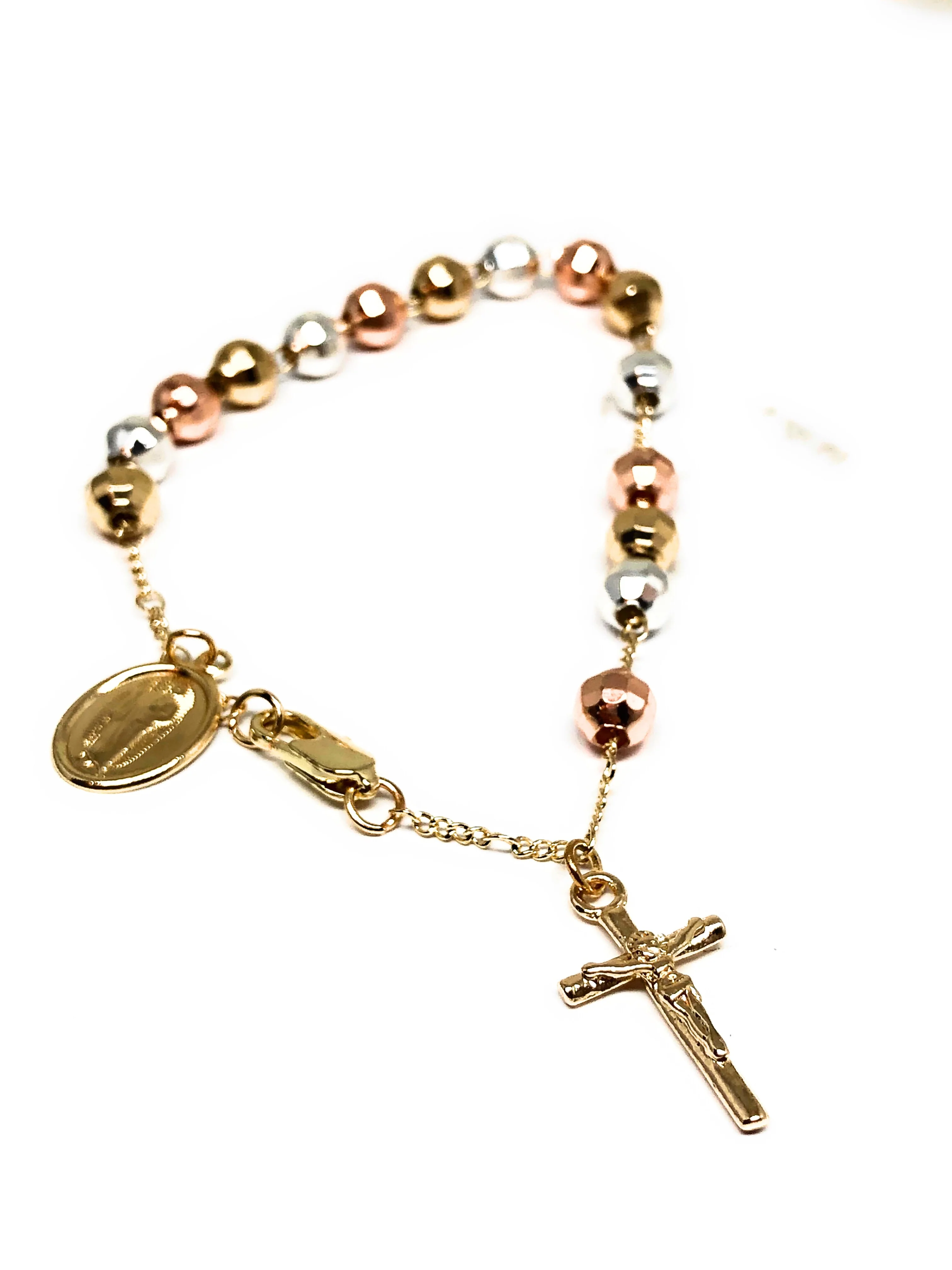 Gold Plated Tri-Color Saint Jude Bracelet San Judas Pulsera Tres Colores 8” - Image 5
