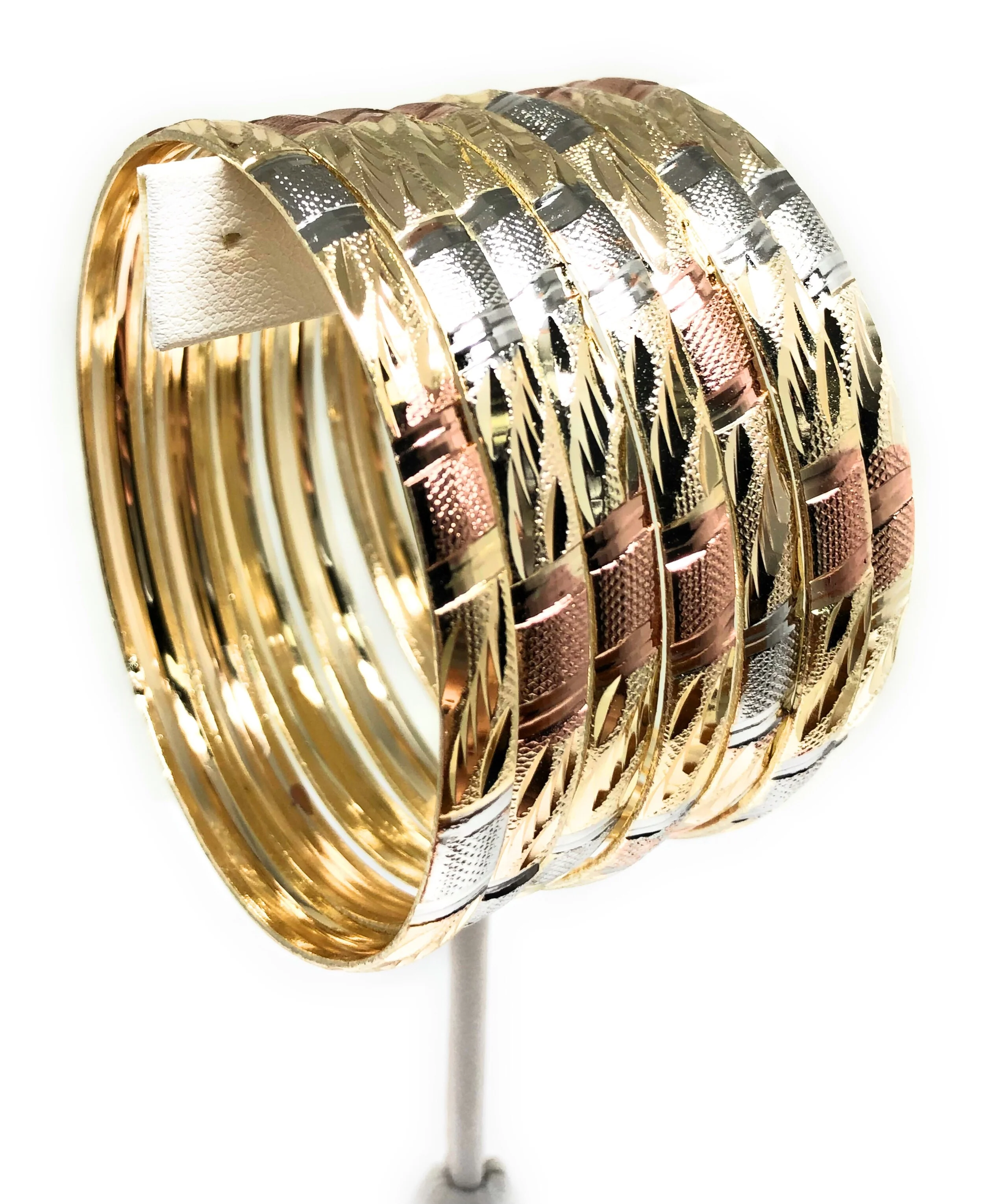 Gold Plated Tri-Color Semanario Bangle Bracelet Pulsera Semanario Tres Colores he - Image 6