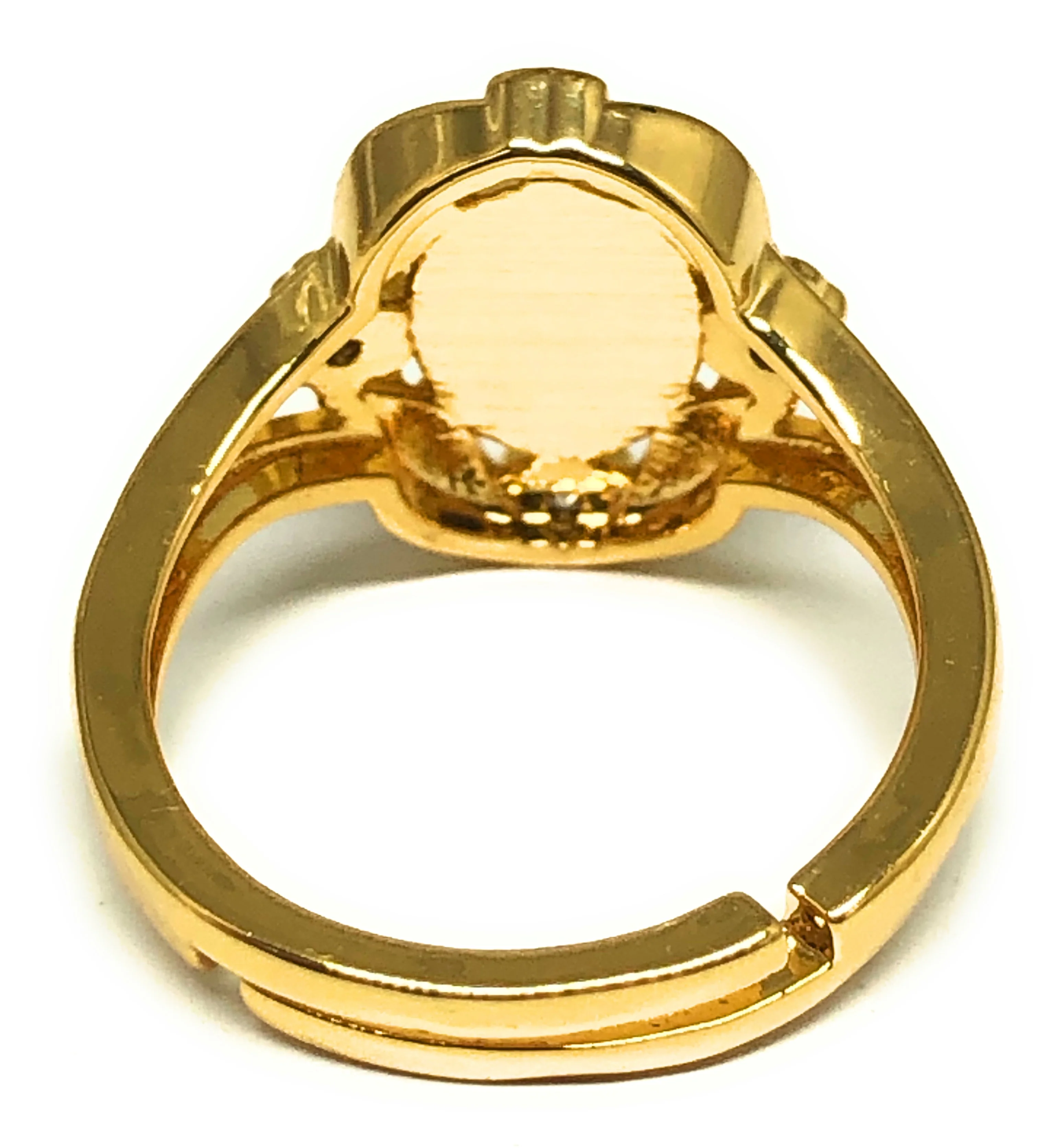 Gold Plated Tri-Color Virgin Mary CZ  Ring Virgen Guadalupe Anillo Adjustable Sizes (5-12) - Image 3