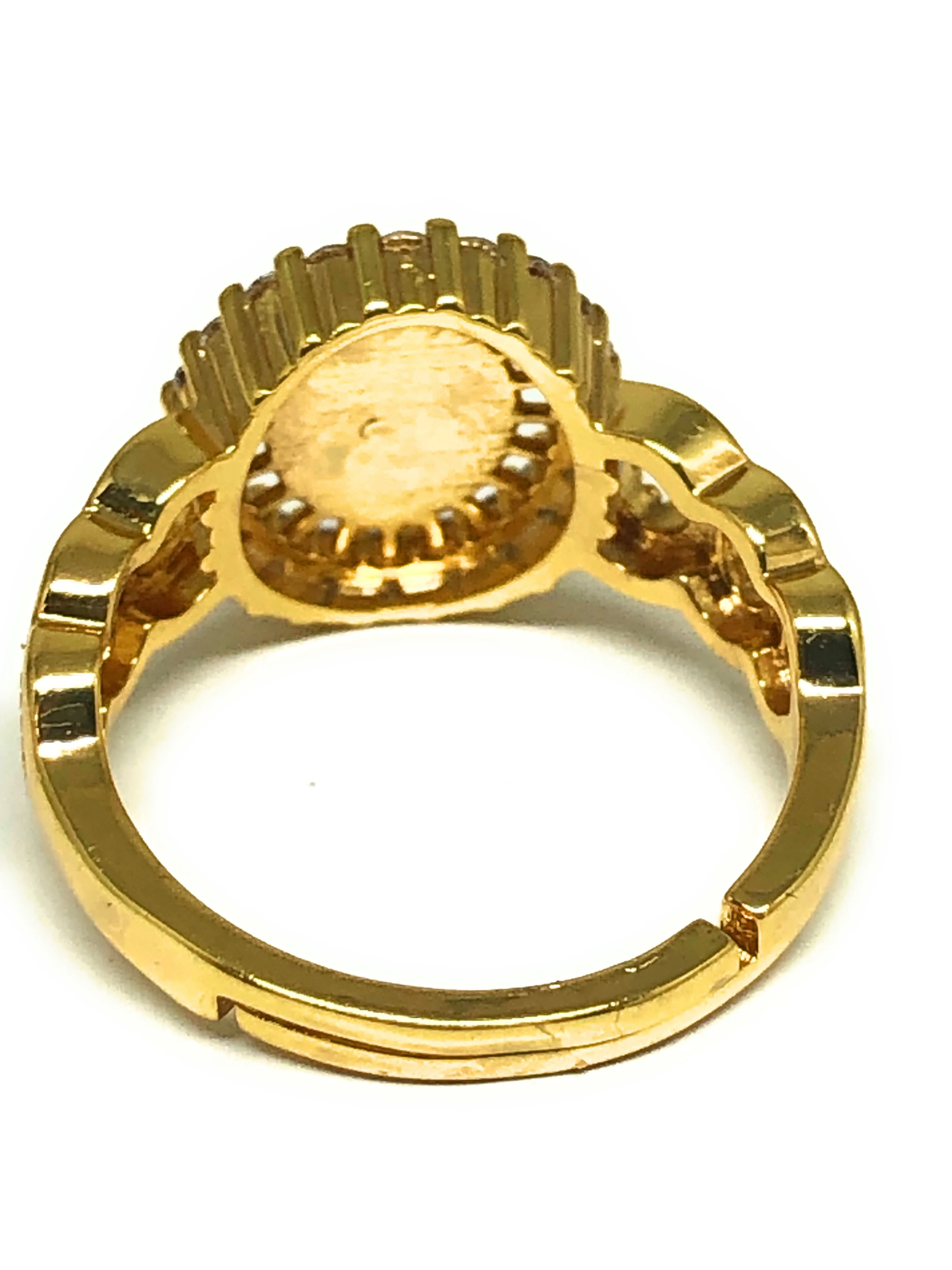 Gold Plated Tri-Color Virgin Mary CZ  Ring Virgen Guadalupe Anillo Adjustable Sizes (5-12) - Image 2