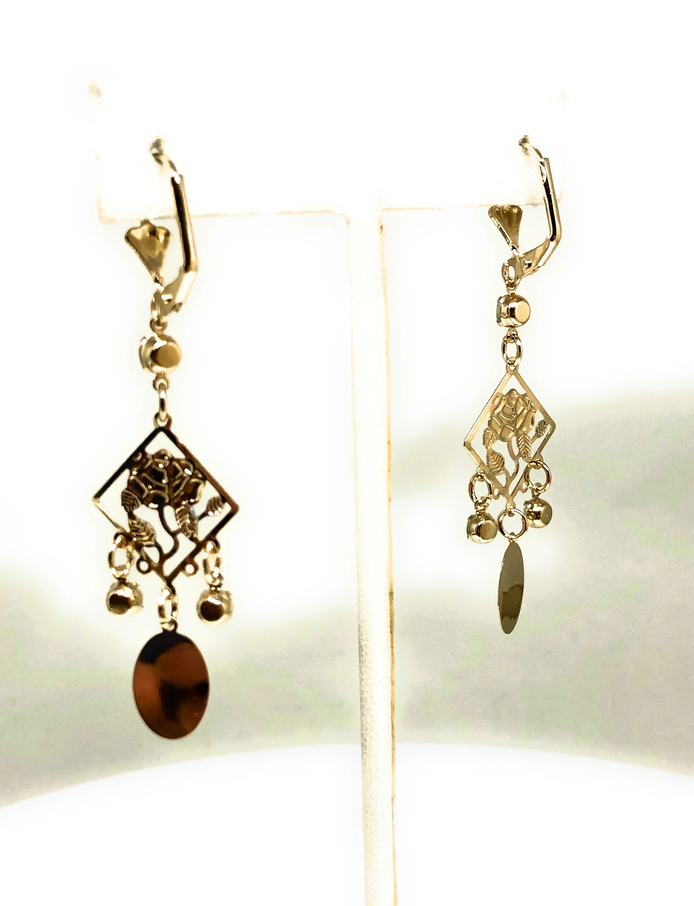 Gold Plated Tri Color Virgin Mary Flower Dangle Earrings Aretes Virgen De Guadalupe - Image 5