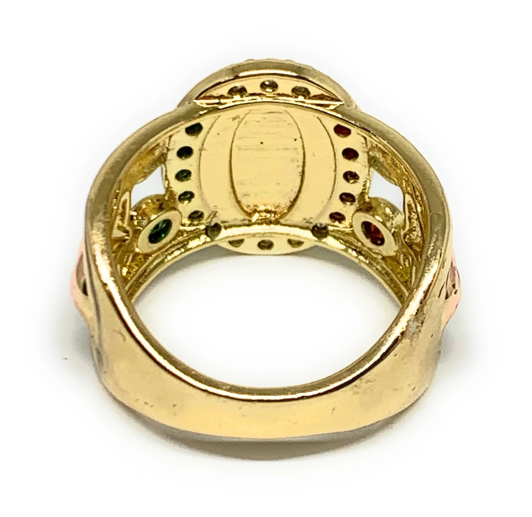 Gold Plated Tri-Color Virgin Mary Elephant CZ Ring Virgen De Guadalupe Anillo - Image 3