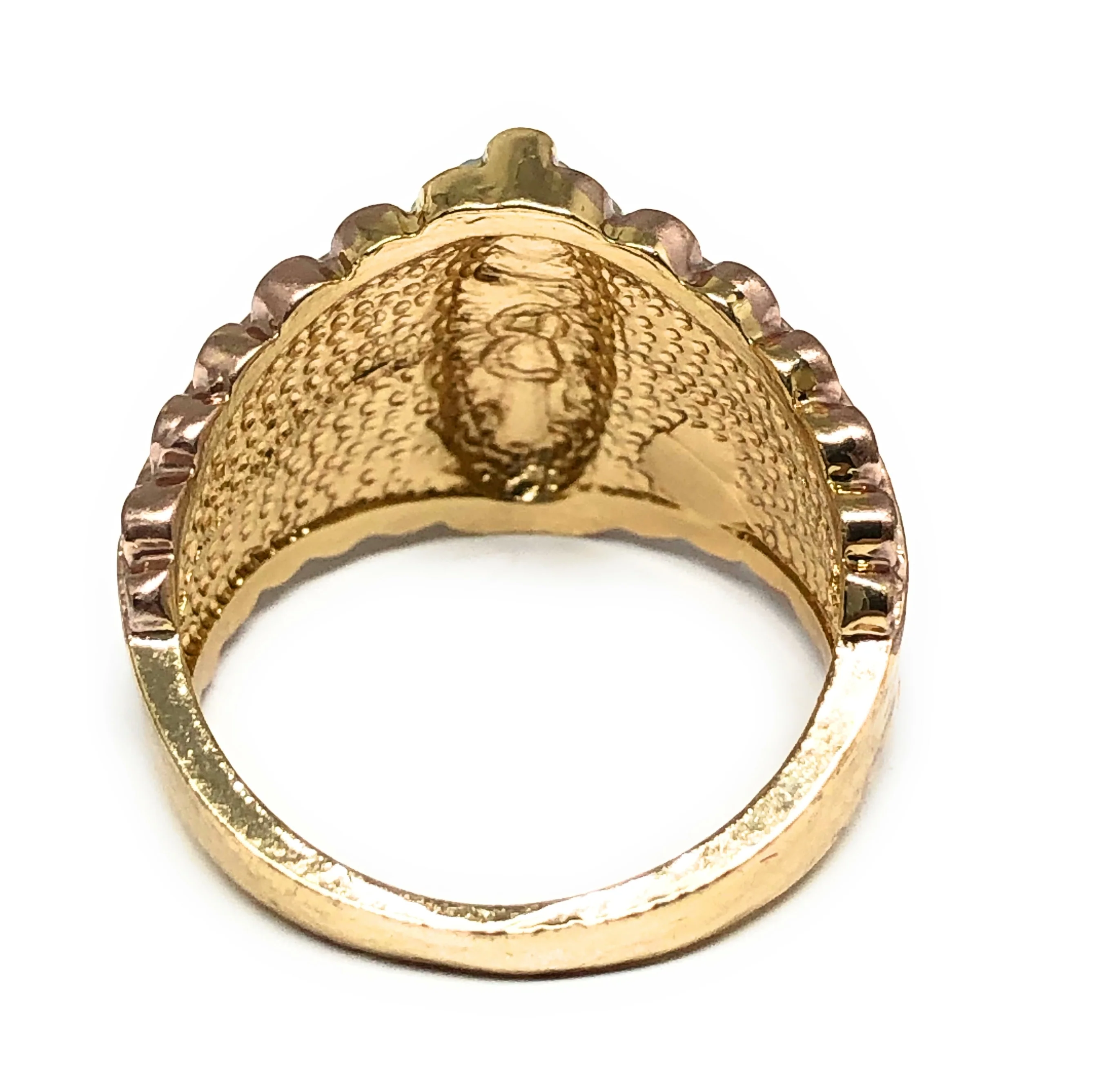 Gold Plated Tri-Color Virgin Mary Flower Ring Virgen De Guadalupe Anillo - Image 3