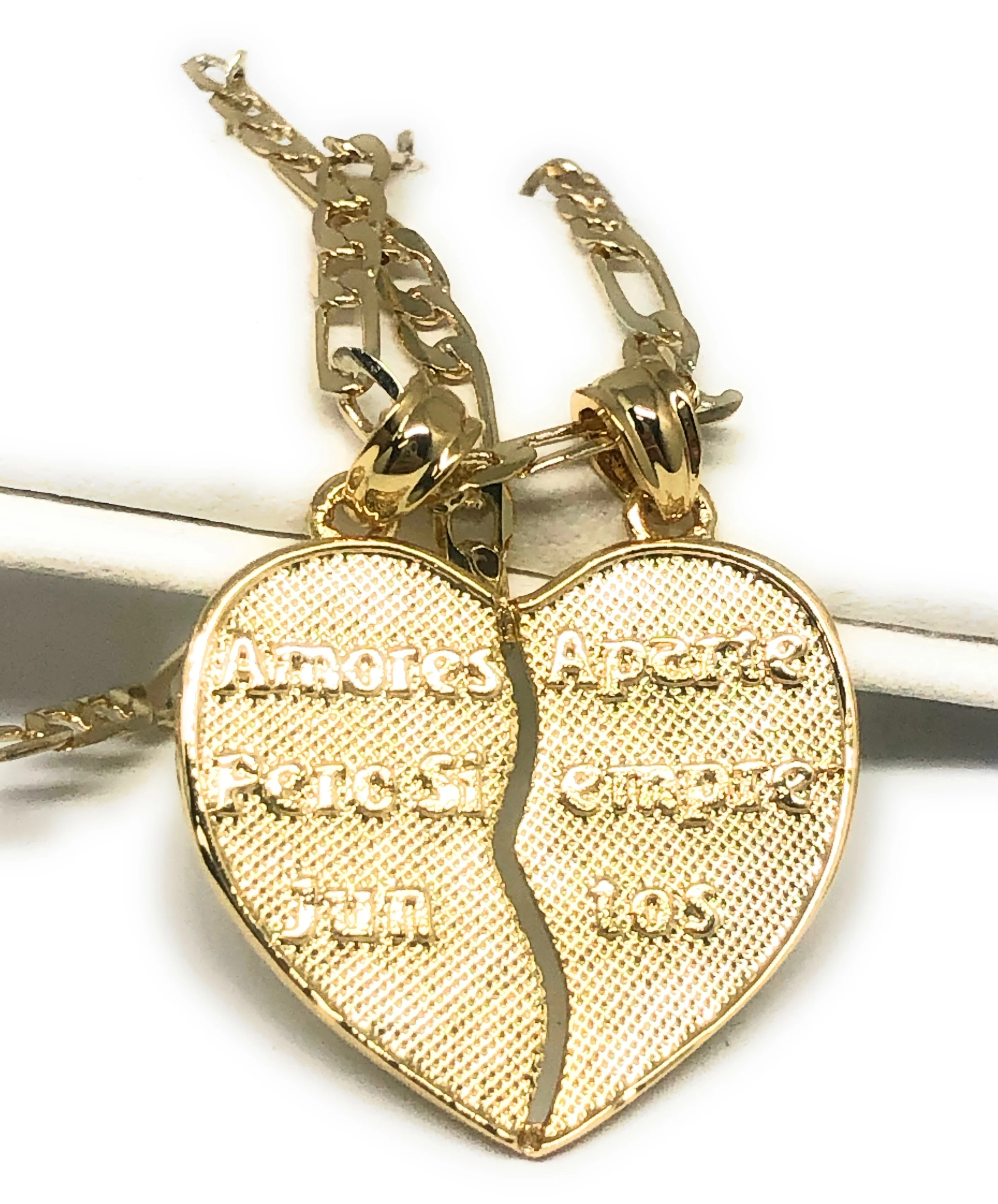 Gold Plated Yellow & Rose Virgin Mary Heart & Christ "Te Amo" Heart Split Pendant Necklace 24" Virgen de Guadalupe - Image 3