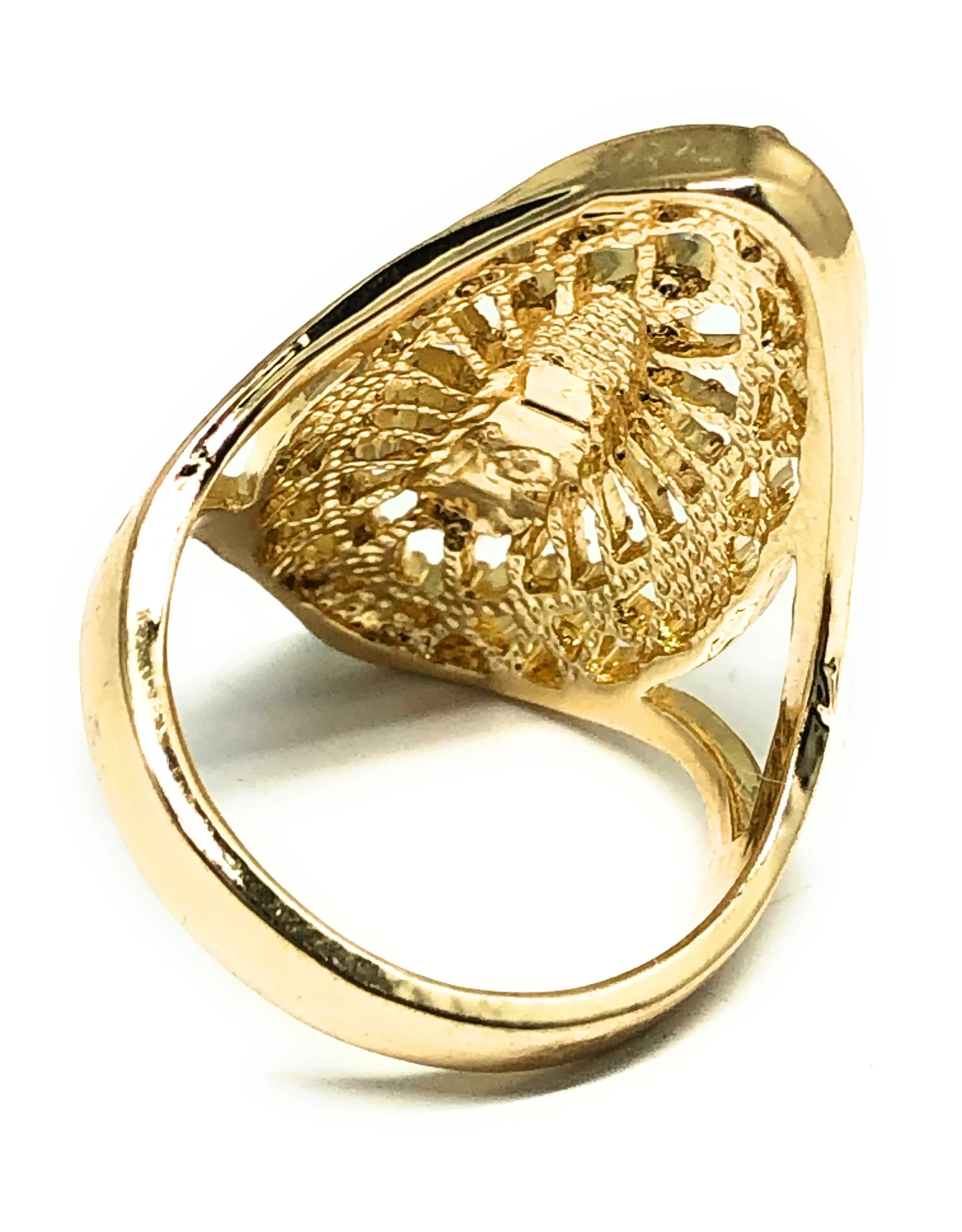 Gold Plated Tri-Color Virgin Mary Oval Ring Virgen Guadalupe Anillo - Image 3