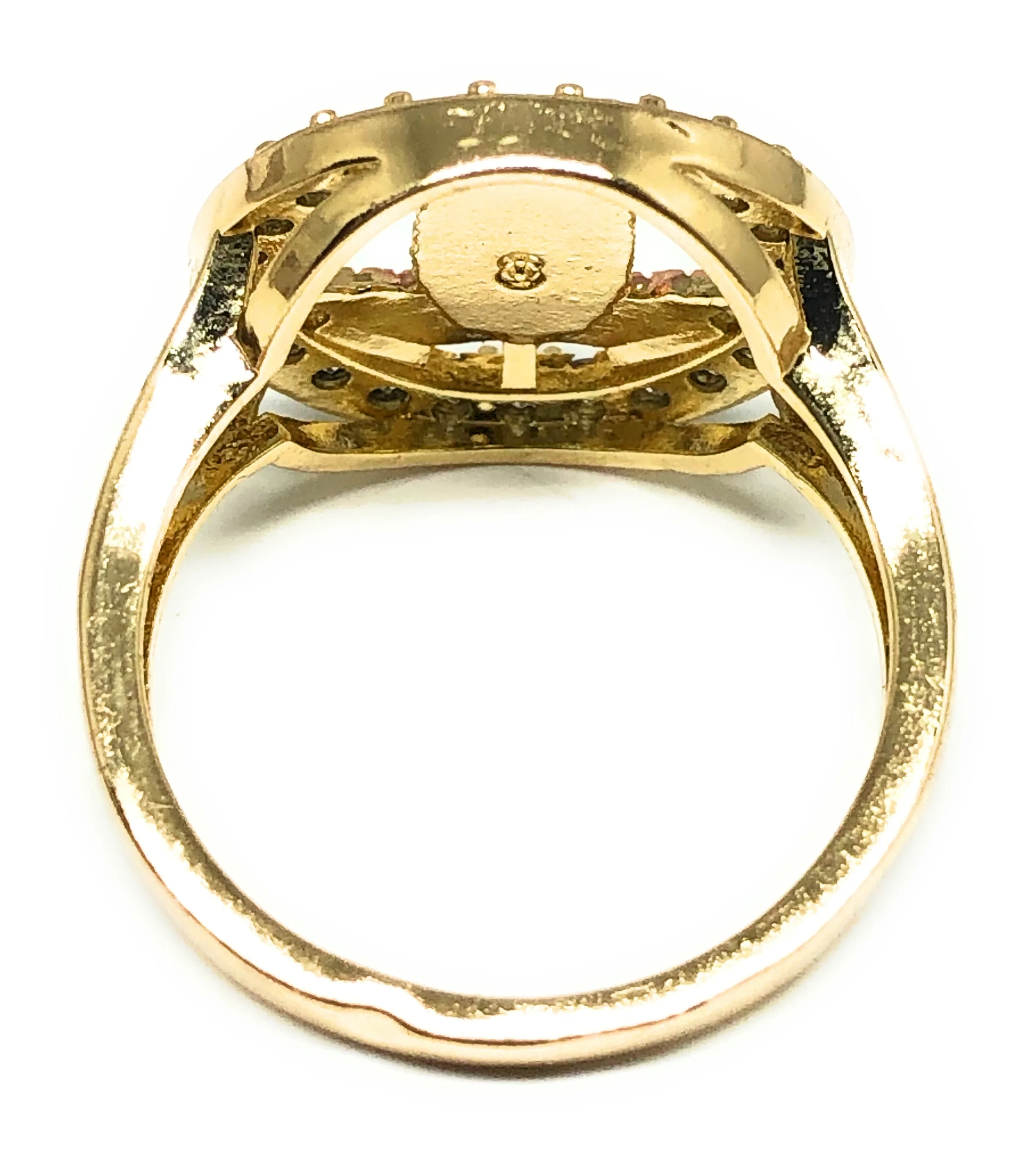 Gold Plated Tri-Color Virgin Mary Round Flower CZ Ring Virgen De Guadalupe Anillo - Image 3