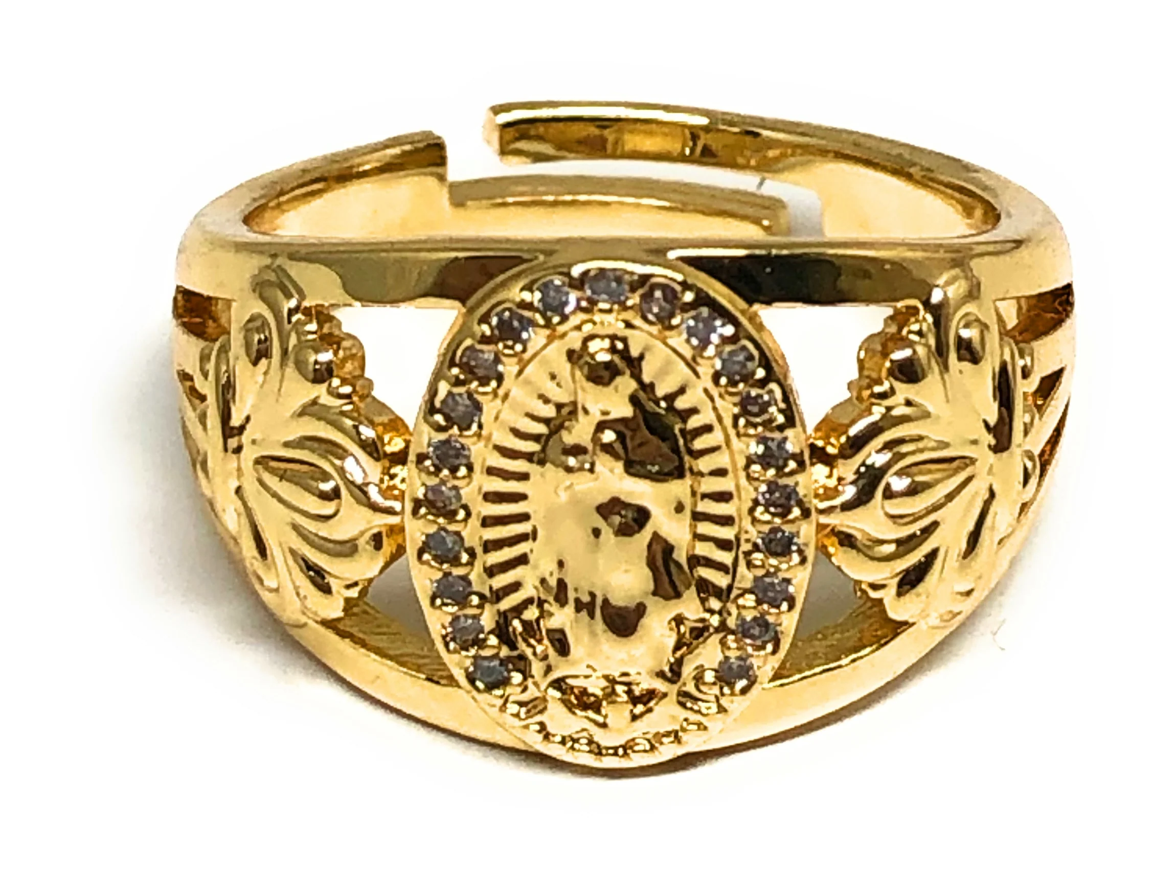 Gold Plated Virgin Mary Adjustable Ring Virgen De Guadalupe Anillo