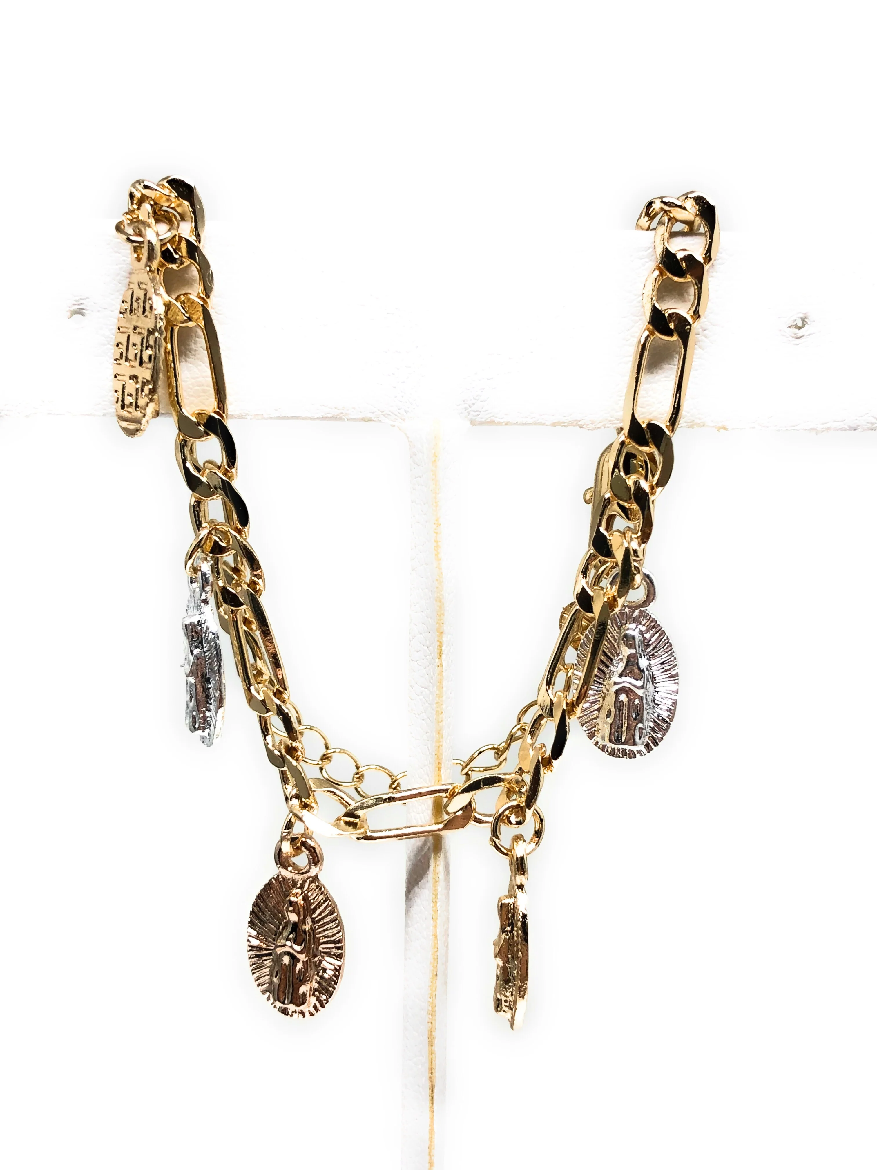 Gold Plated Virgin Mary Ankle Bracelet 8-11” - Image 2