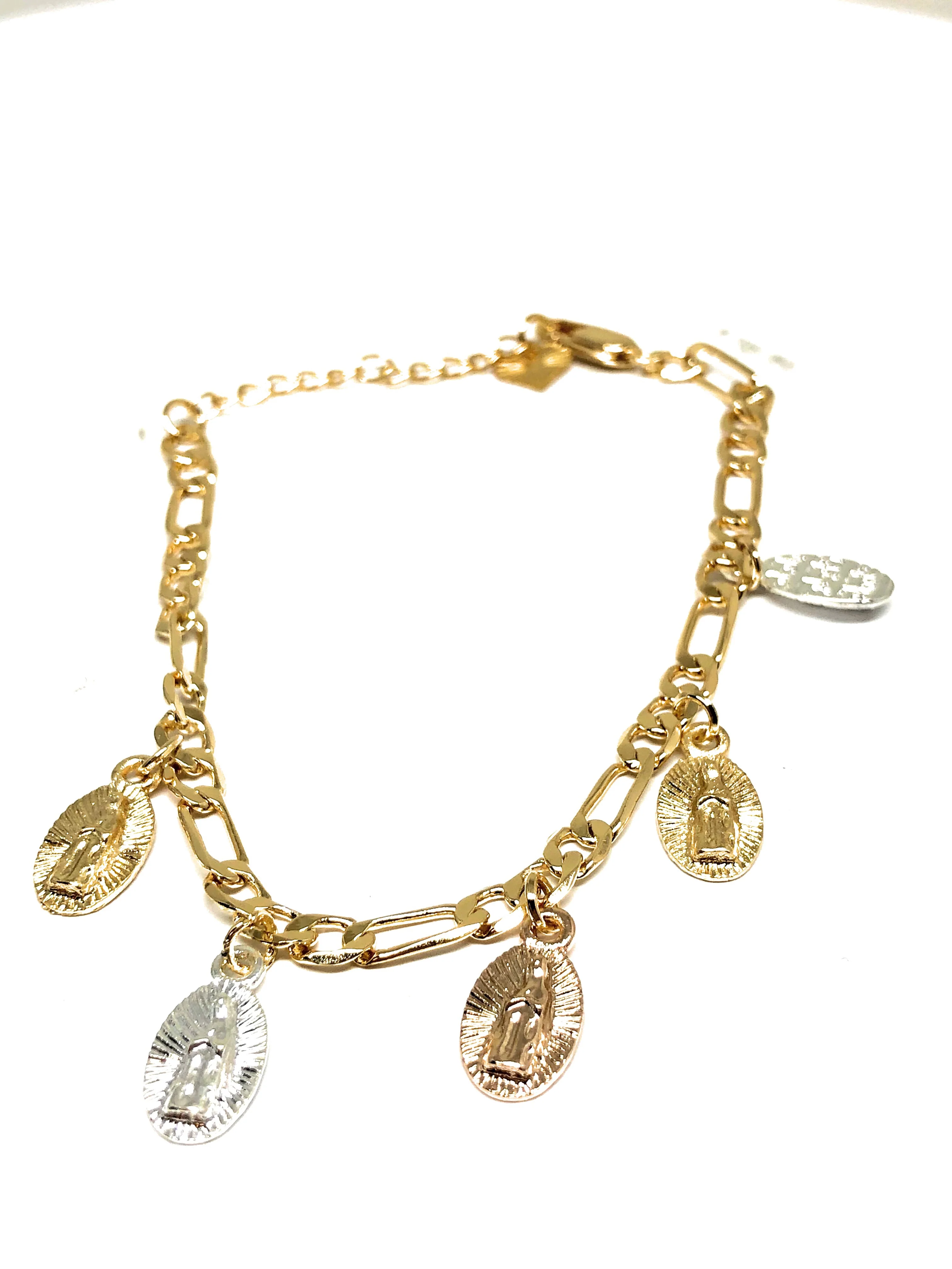 Gold Plated Virgin Mary Ankle Bracelet 8-11” - Image 3