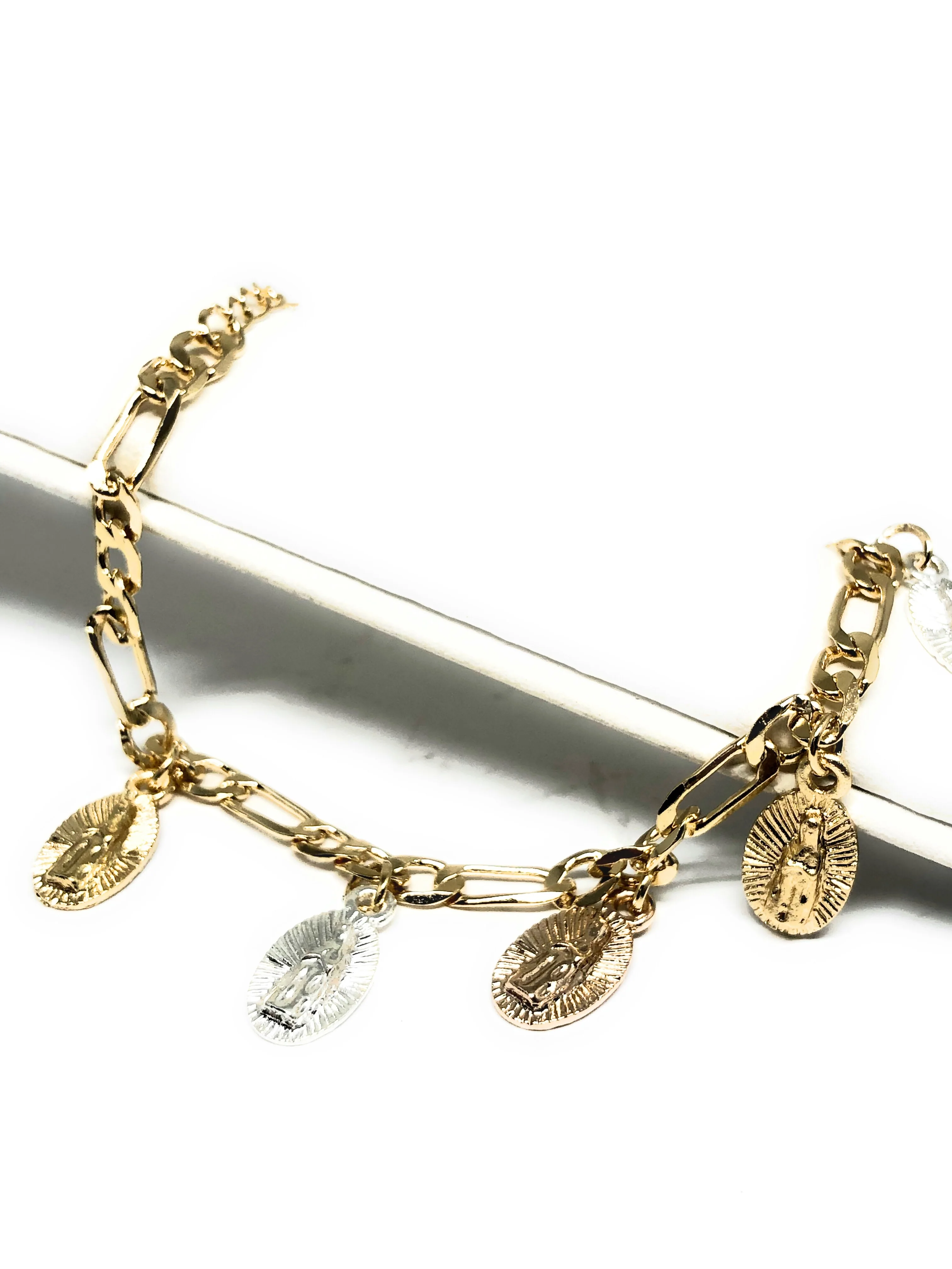 Gold Plated Virgin Mary Ankle Bracelet 8-11” - Image 4