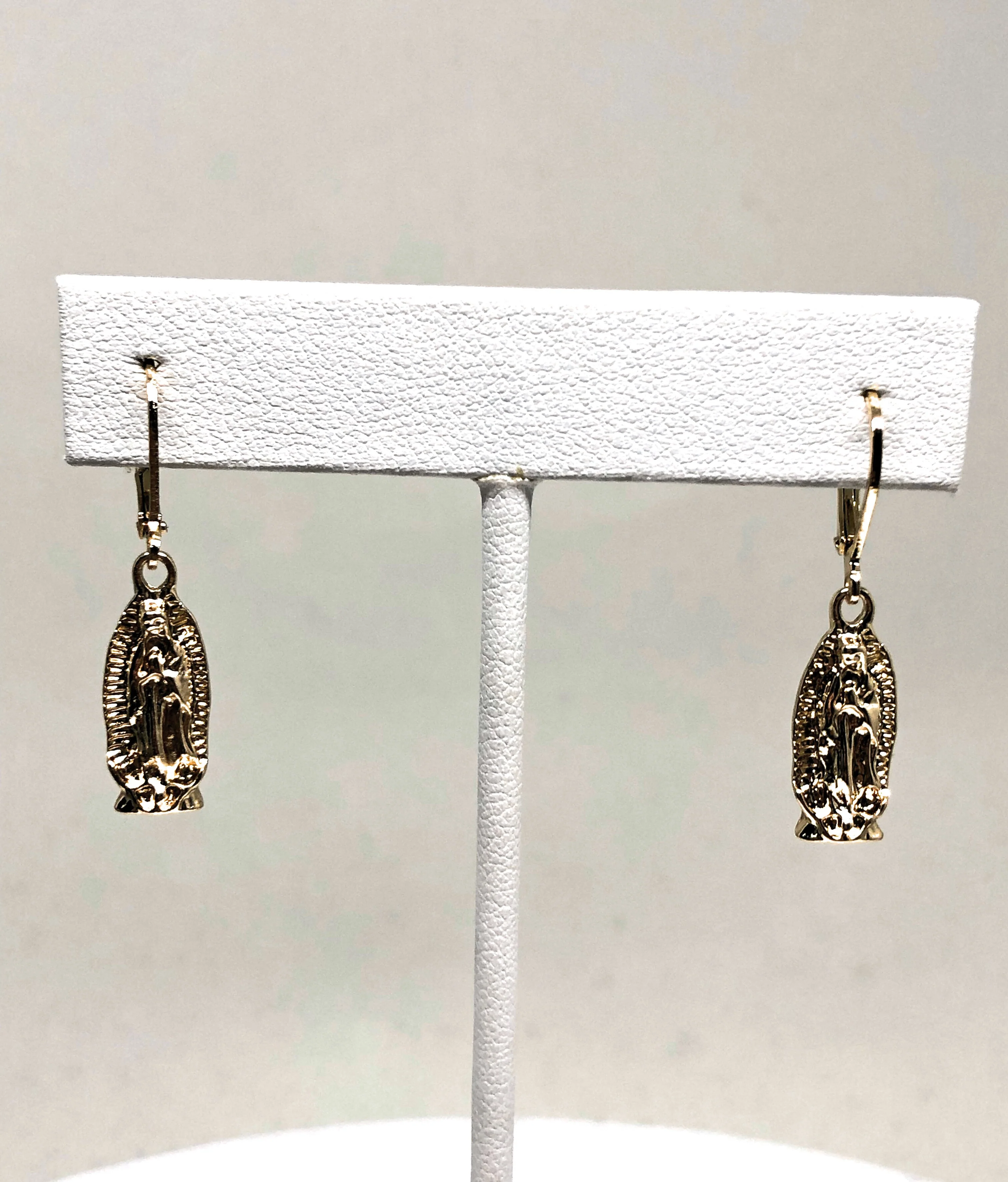 Gold Plated Virgin Mary Earrings Aretes Oro Laminado Virgen De Guadalupe - Image 3