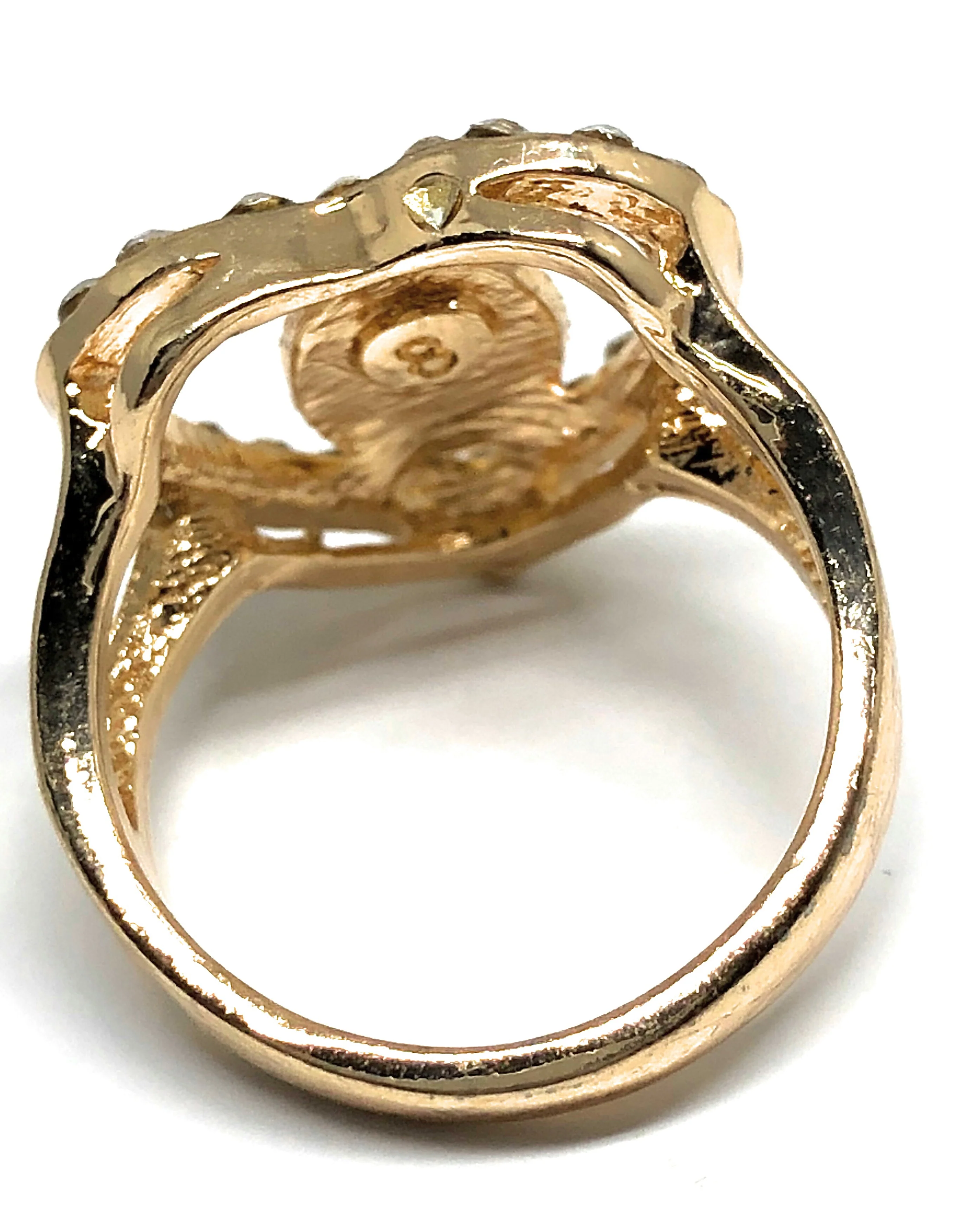 Gold Plated Virgin Mary Heart White Stone Ring Virgen De Guadalupe Anillo Corazón - Image 3