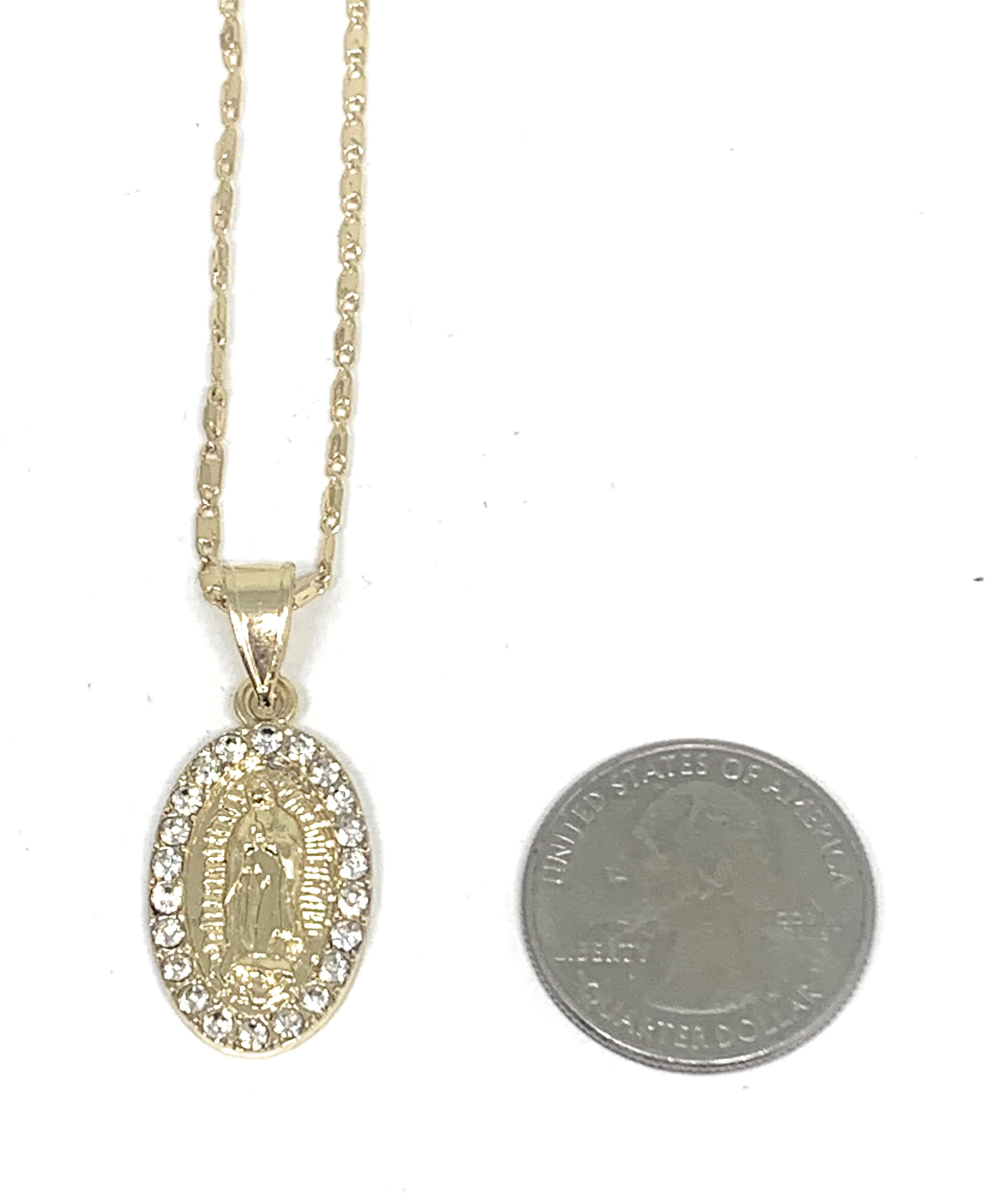 Gold Plated Virgin Mary Pendant Necklace Valentina 20" Virgen de Guadalupe Medalla - Image 3