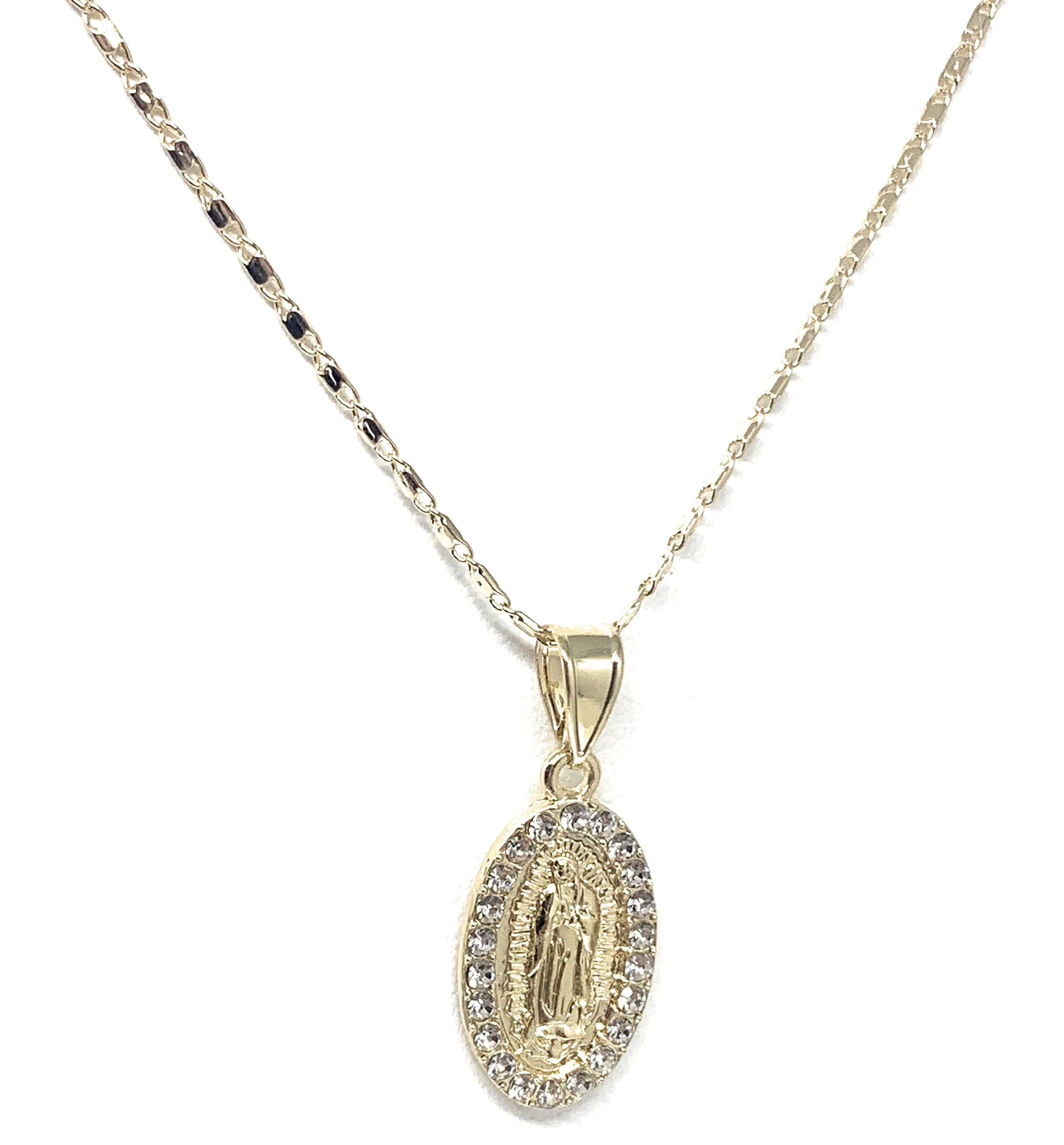 Gold Plated Virgin Mary Pendant Necklace Valentina 20" Virgen de Guadalupe Medalla - Image 4