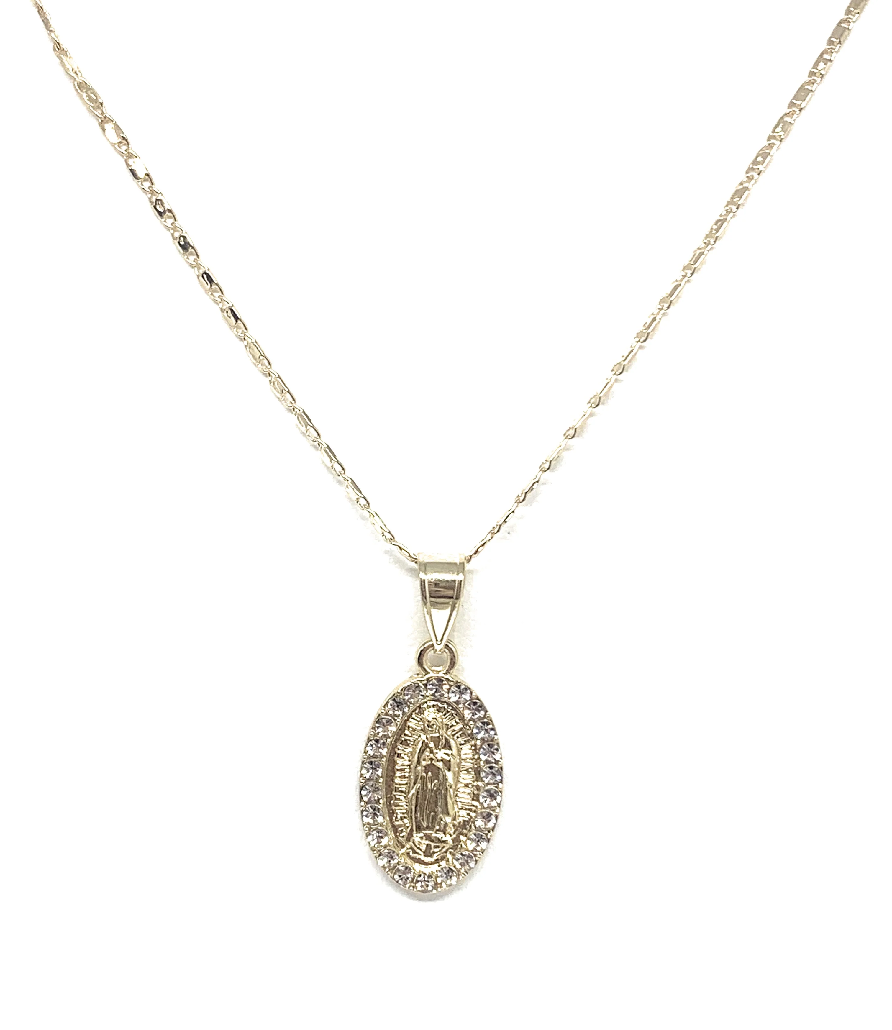 Gold Plated Virgin Mary Pendant Necklace Valentina 20" Virgen de Guadalupe Medalla - Image 6