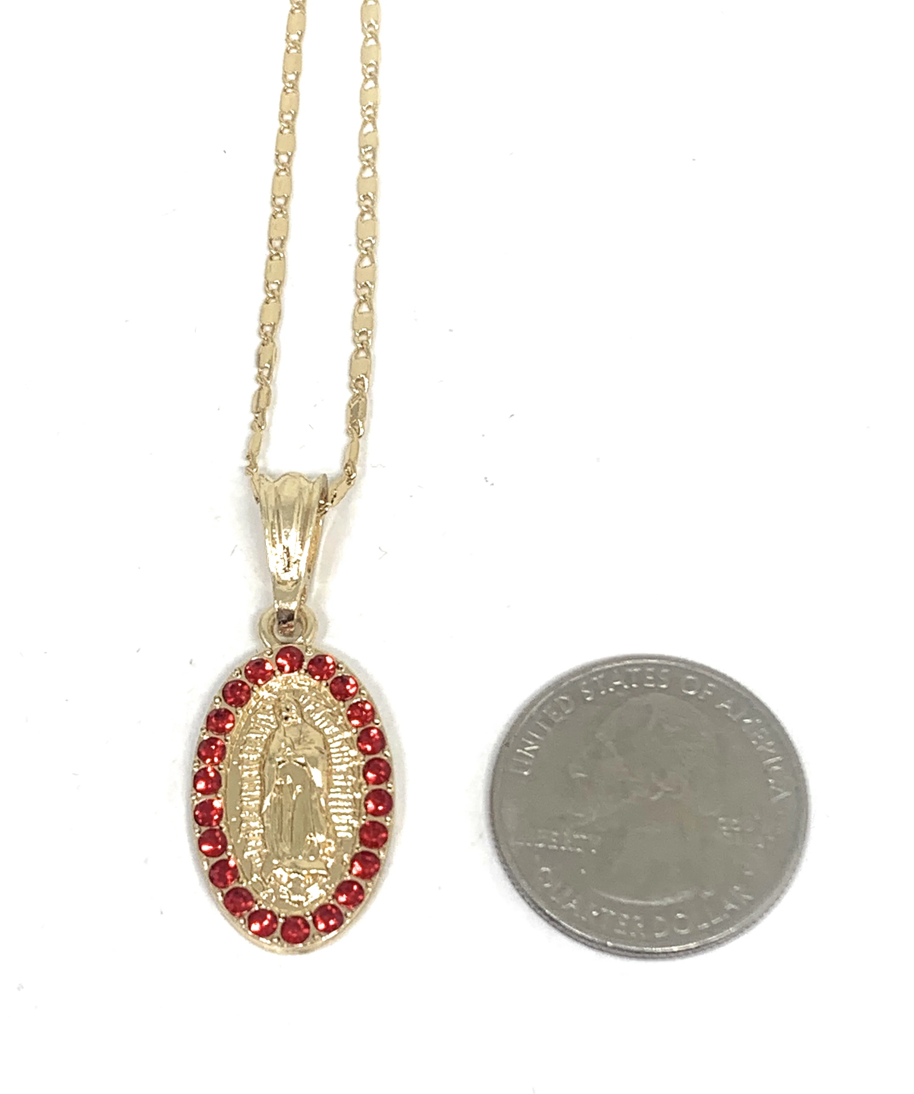 Gold Plated Virgin Mary Pendant Necklace Valentina 20" Virgen de Guadalupe Medalla - Image 8