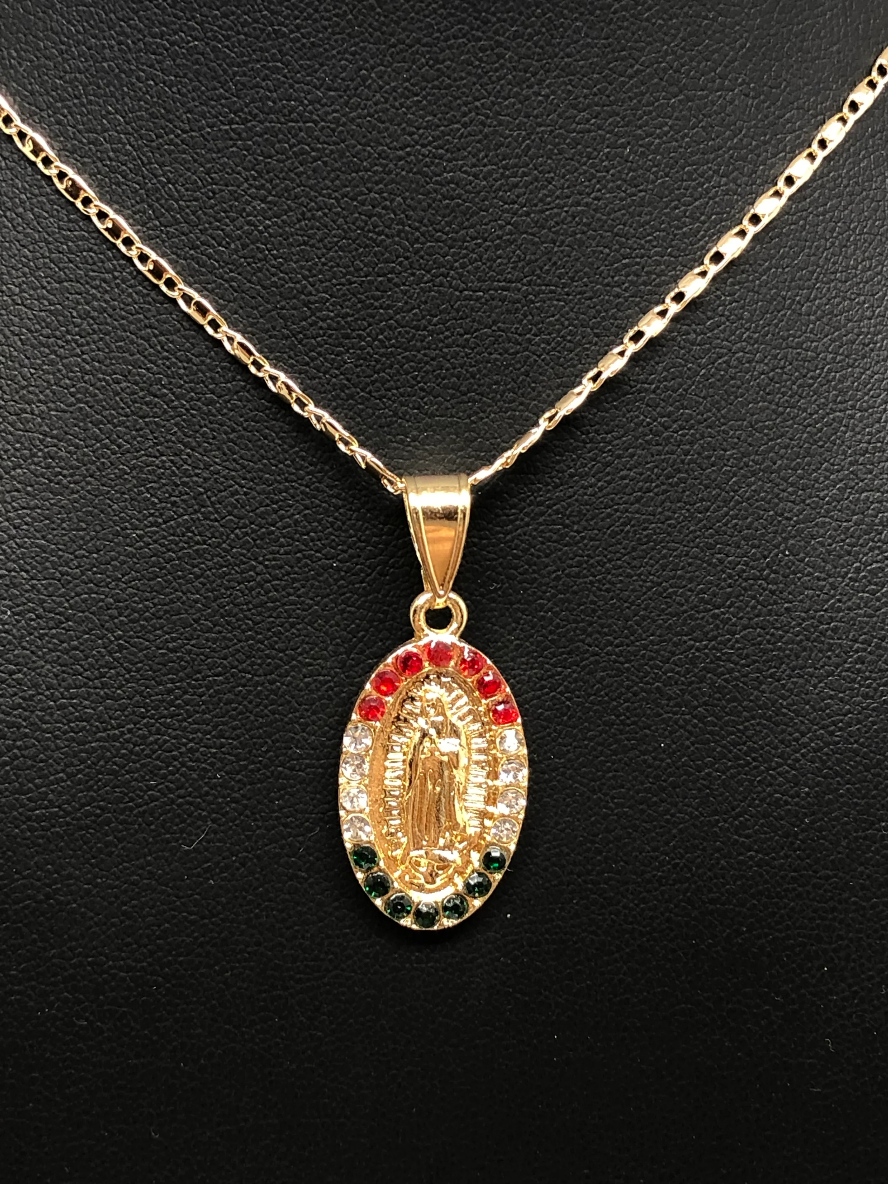 Gold Plated Virgin Mary Pendant Necklace Valentina 20" Virgen de Guadalupe Medalla - Image 4
