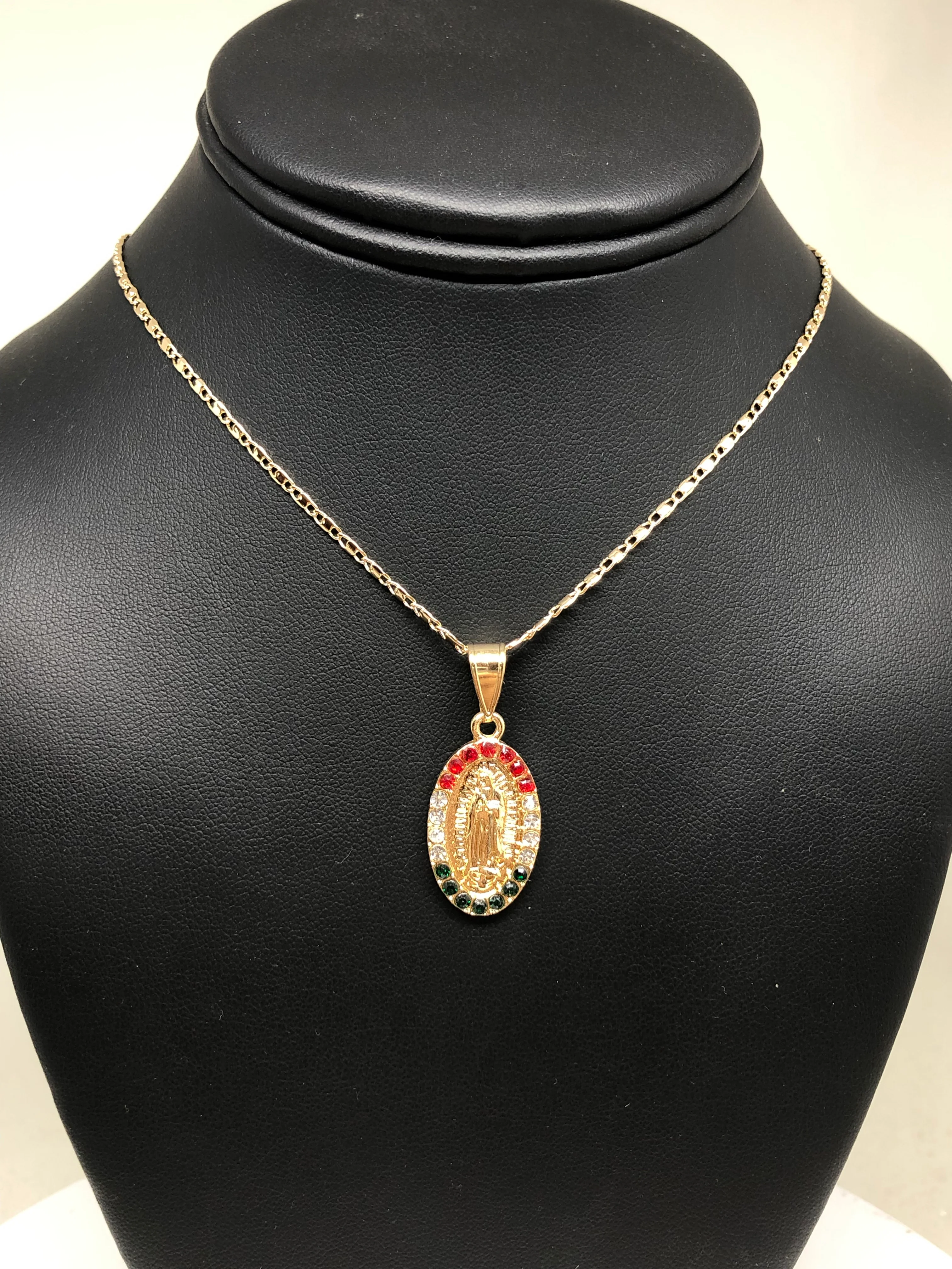 Gold Plated Virgin Mary Pendant Necklace Valentina 20" Virgen de Guadalupe Medalla - Image 5