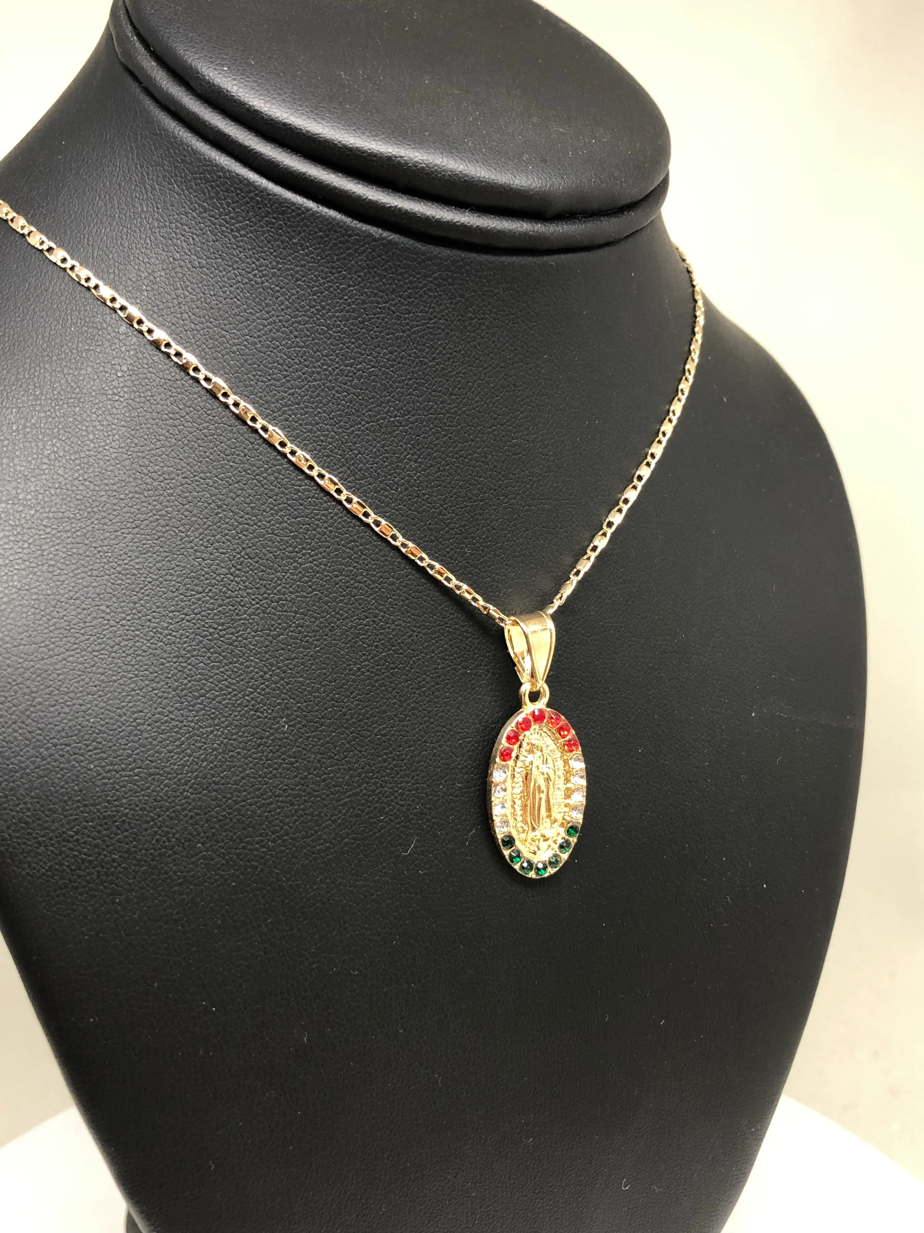 Gold Plated Virgin Mary Pendant Necklace Valentina 20" Virgen de Guadalupe Medalla - Image 6