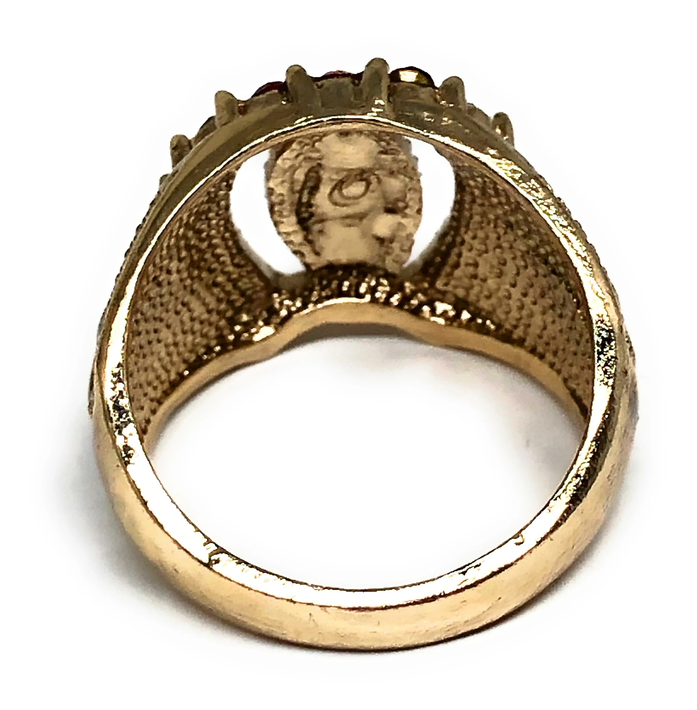 Gold Plated Virgin Mary Red,Green,White CZ Horseshoe Ring Virgen Guadalupe Anillo - Image 3