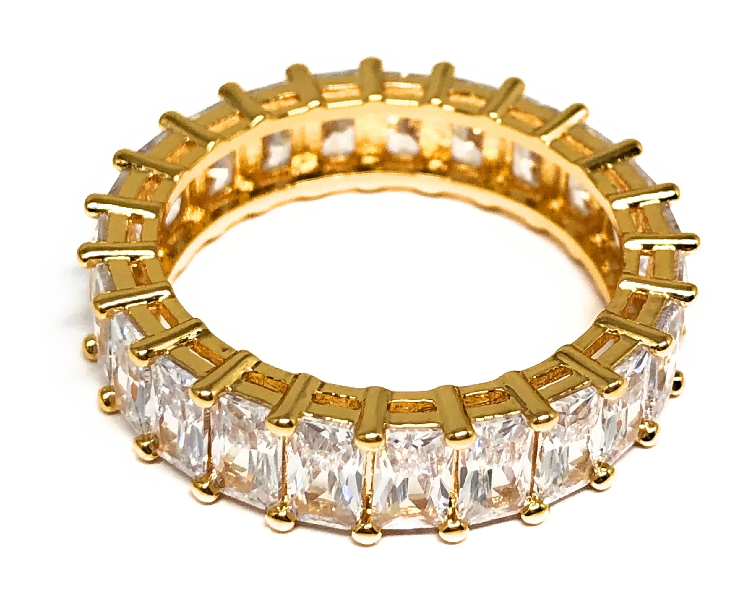 Gold Plated WHITE CZ Baguette Ring Anillo - Image 2