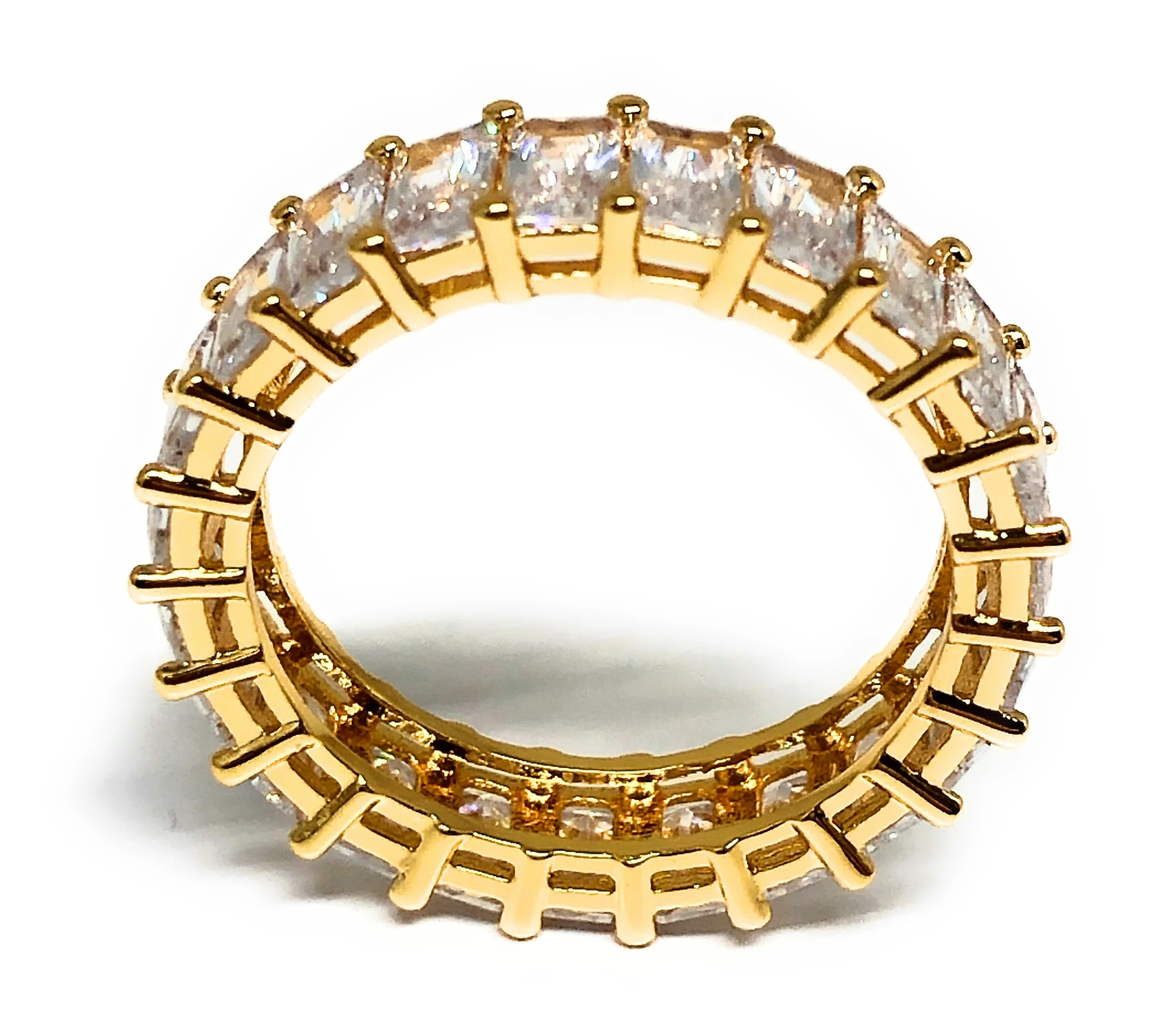 Gold Plated WHITE CZ Baguette Ring Anillo - Image 3