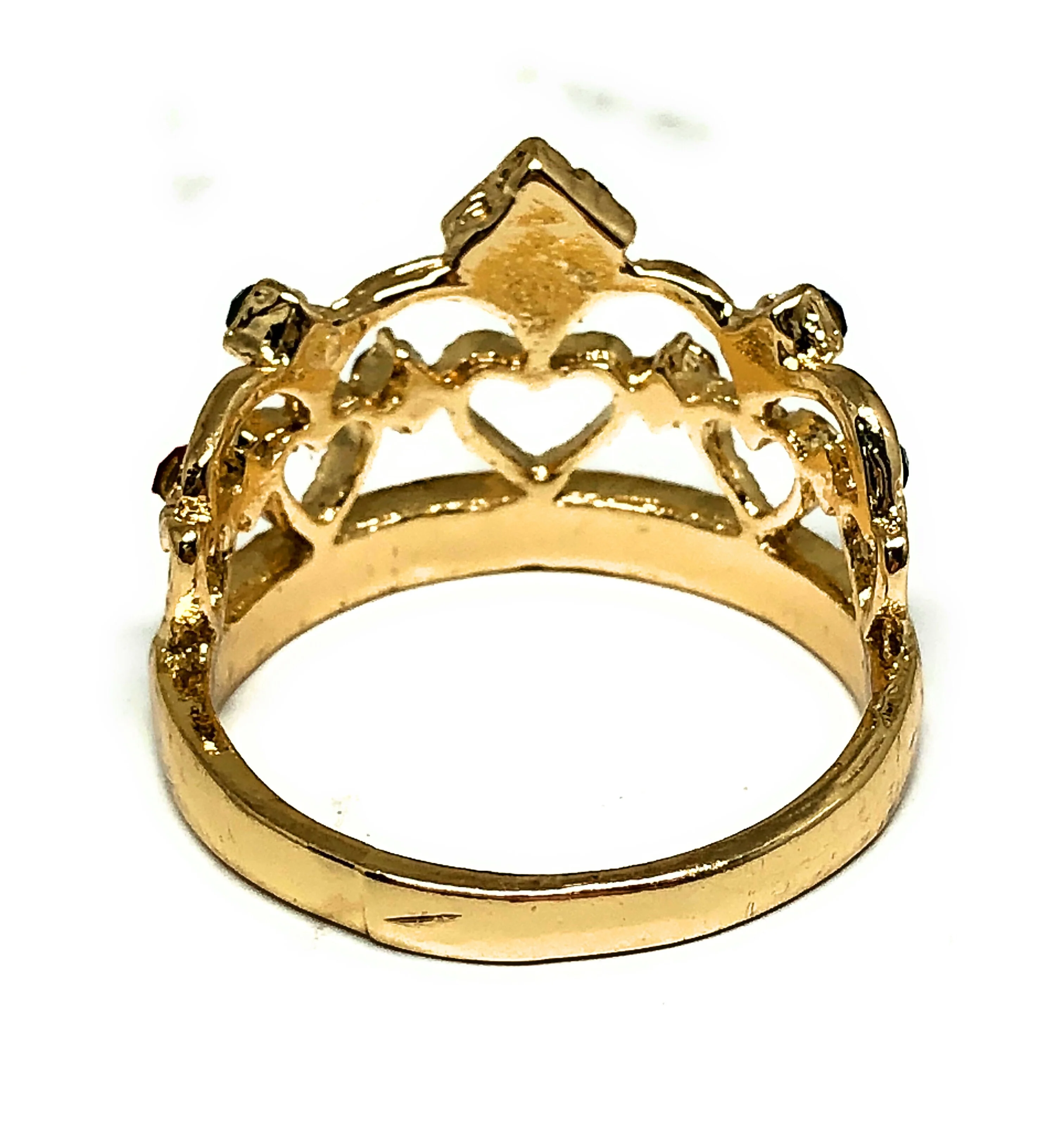 Gold Plated Women’s Queen Crown Ring with Multi-Color Stones Anillo Corona - Image 3