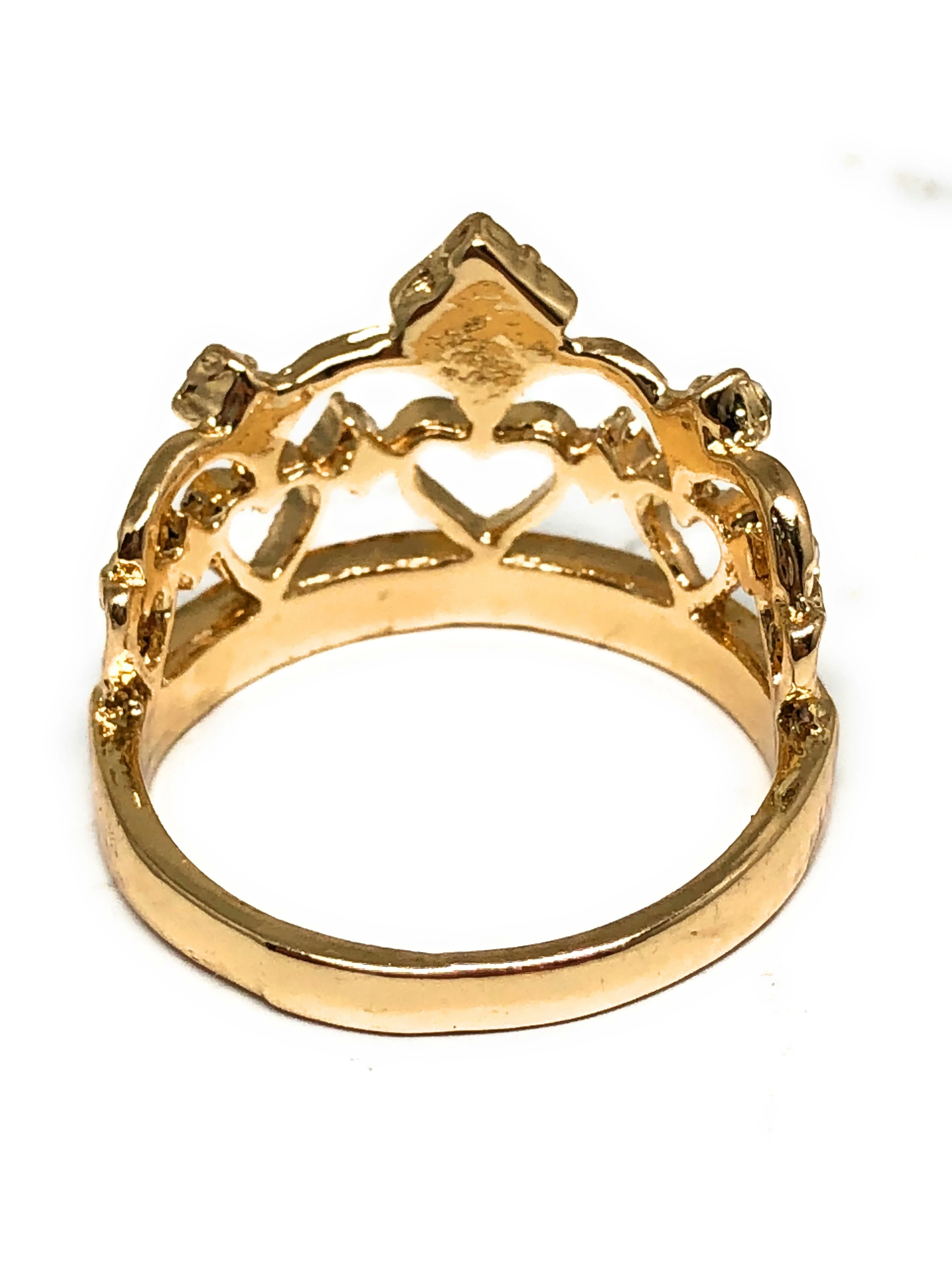 Gold Plated Women’s Queen Crown Ring with White Stones Anillo Corona - Image 3