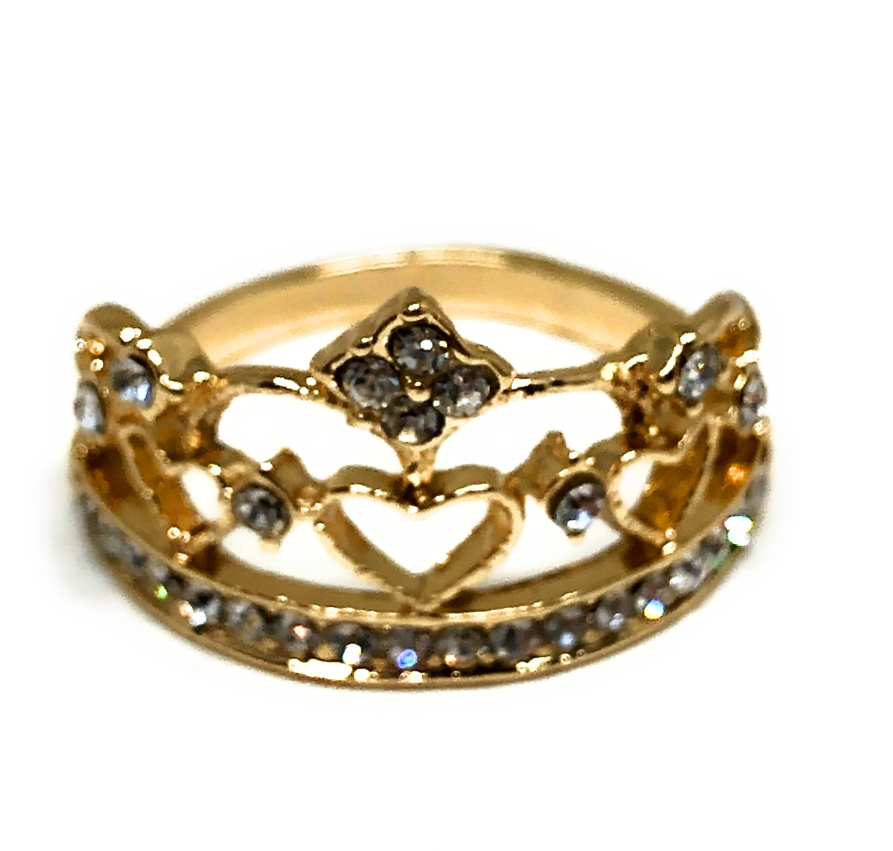 Gold Plated Women’s Queen Crown Ring with White Stones Anillo Corona - Image 4