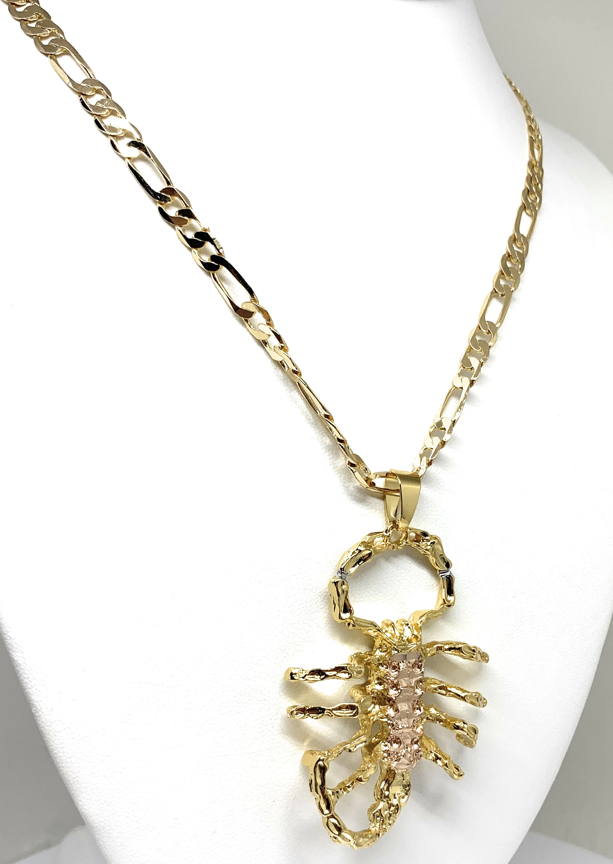 Gold Plated Yellow and Rose Big Scorpion Pendant Necklace 26" inch Alacran - Image 4