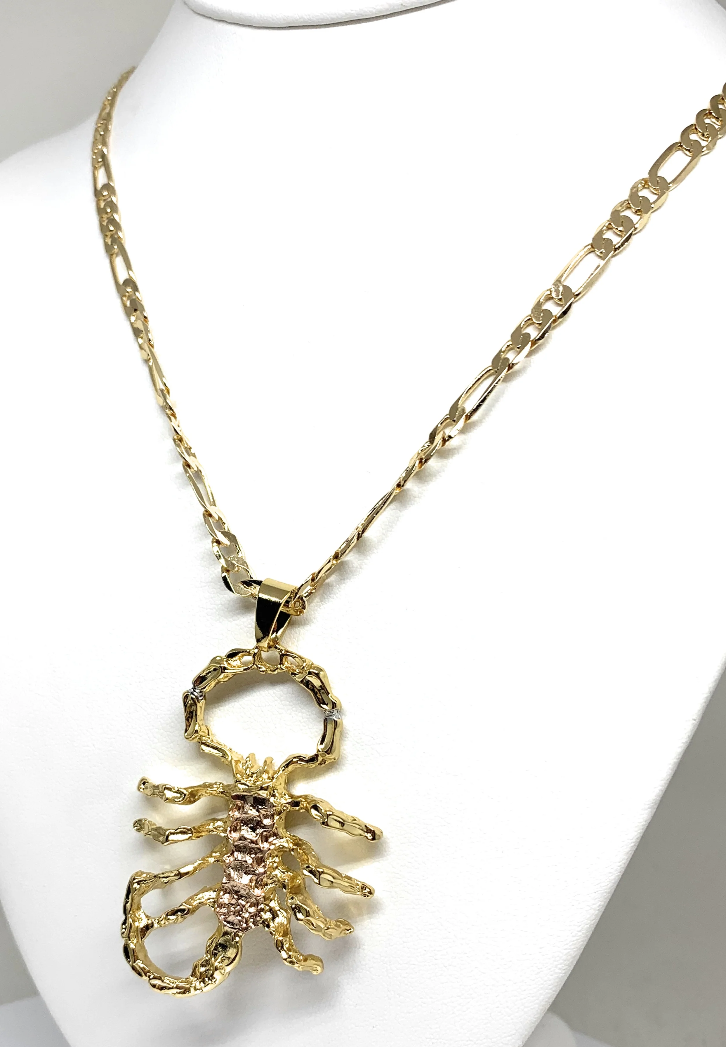 Gold Plated Yellow and Rose Big Scorpion Pendant Necklace 26" inch Alacran - Image 5