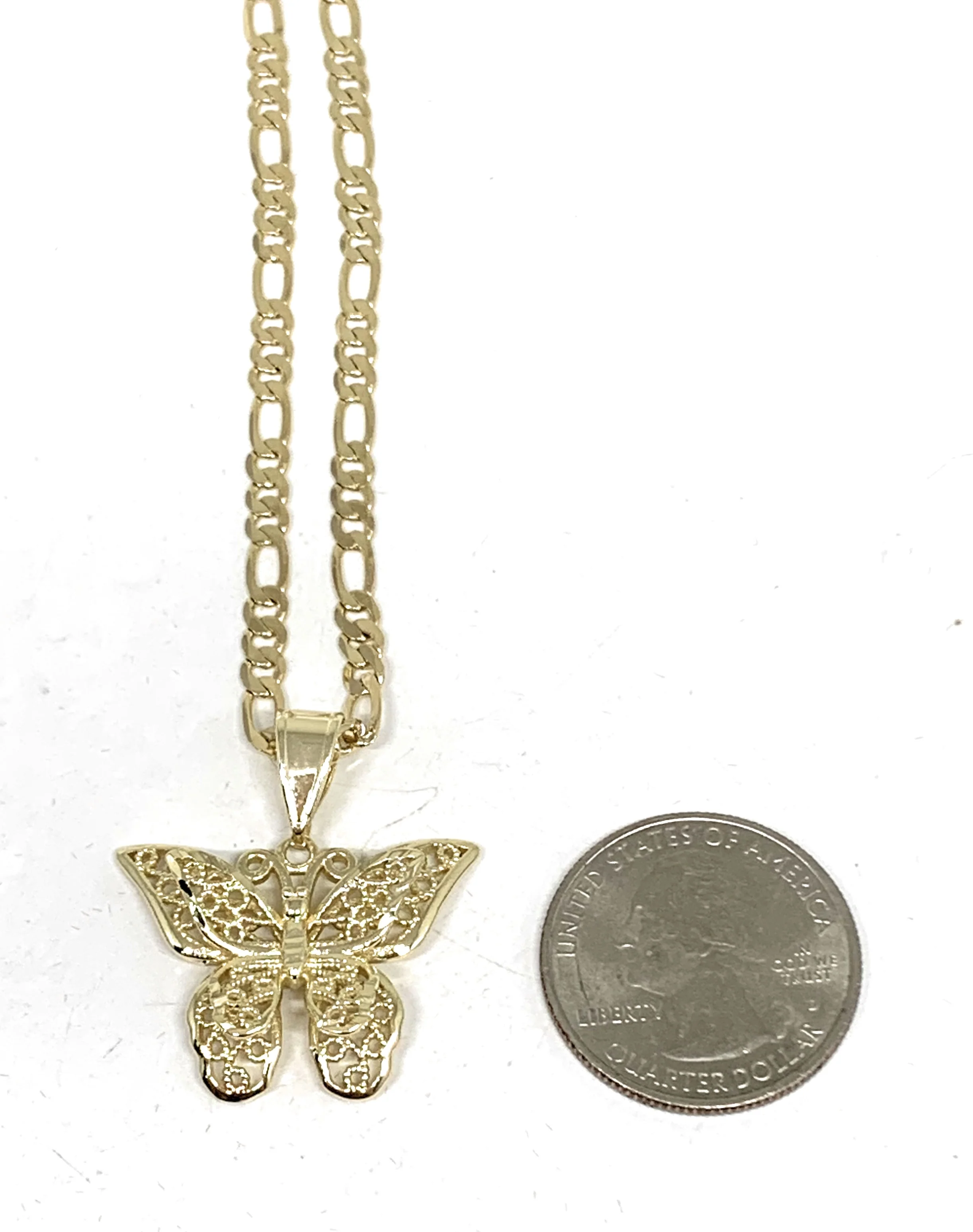 Gold Plated Yellow Butterfly Pendant Necklace Chain 24” - Image 2