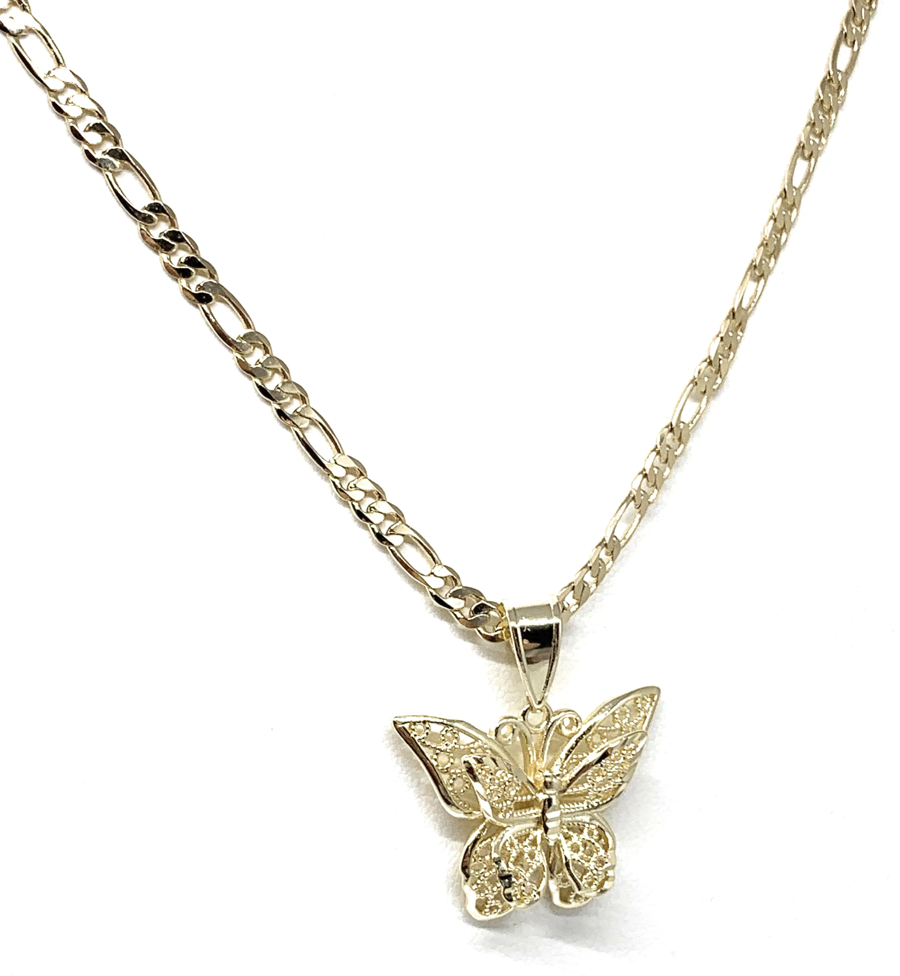 Gold Plated Yellow Butterfly Pendant Necklace Chain 24” - Image 3