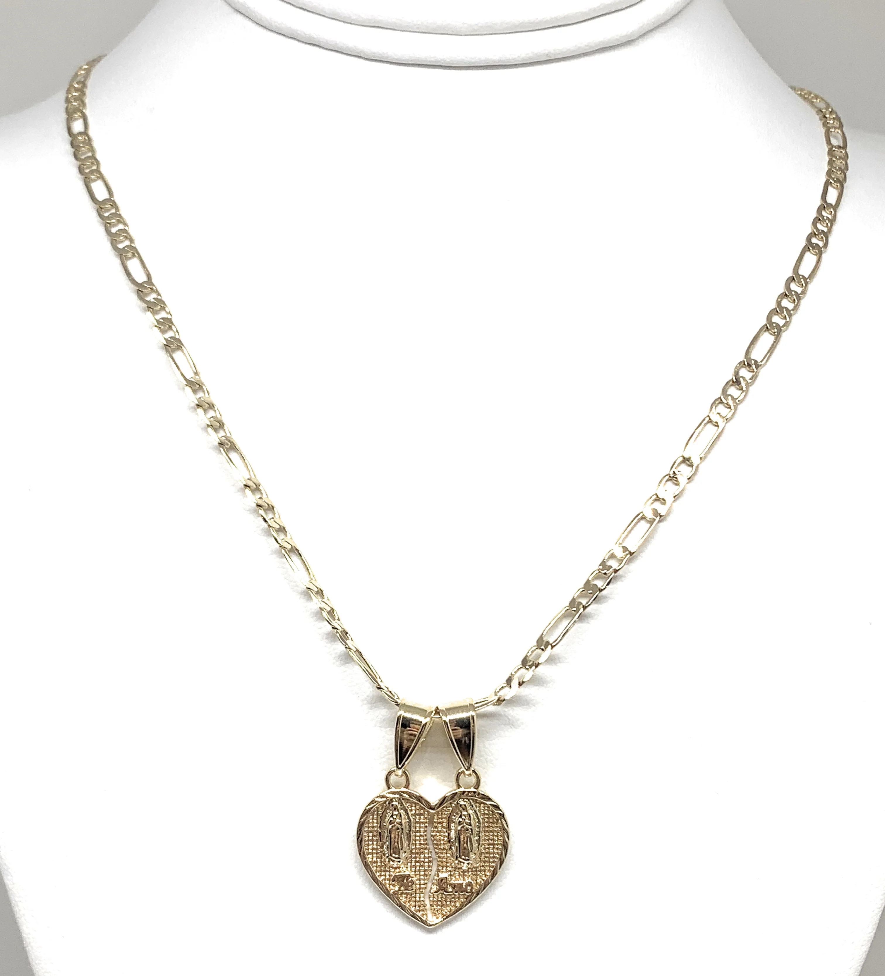 Gold Plated Yellow Double Virgin Mary "Te Amo" Heart Split Pendant Necklace 24" Virgen de Guadalupe - Image 6