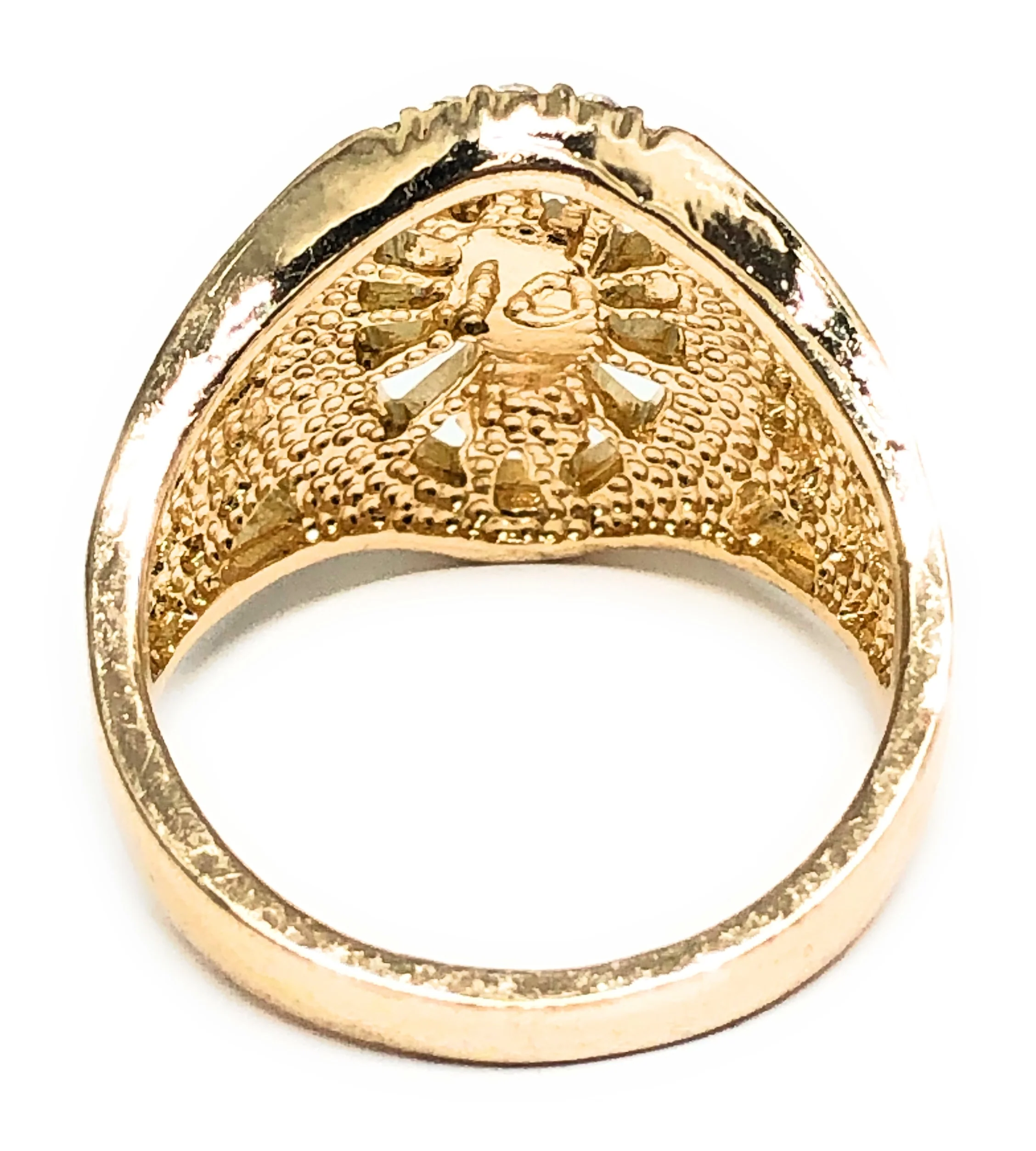Gold Plated Yellow & Green San Judas Saint Jude Ring Anillo - Image 3