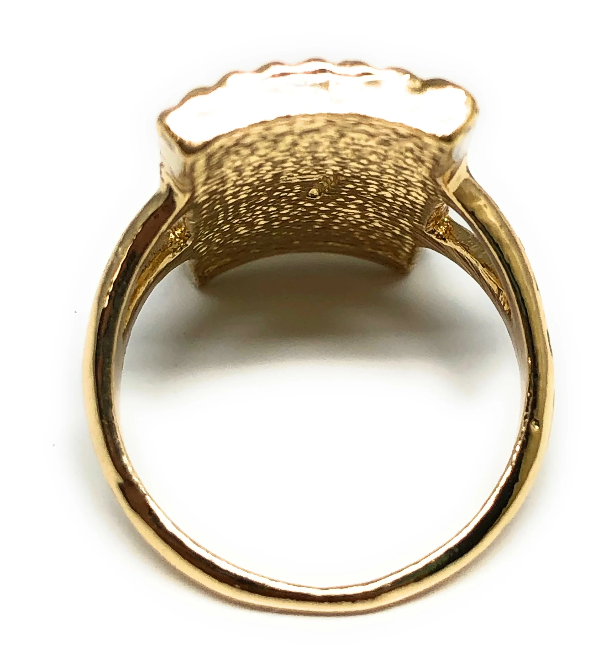 Gold Plated Yellow & Green San Judas Saint Jude Square Ring Anillo - Image 3