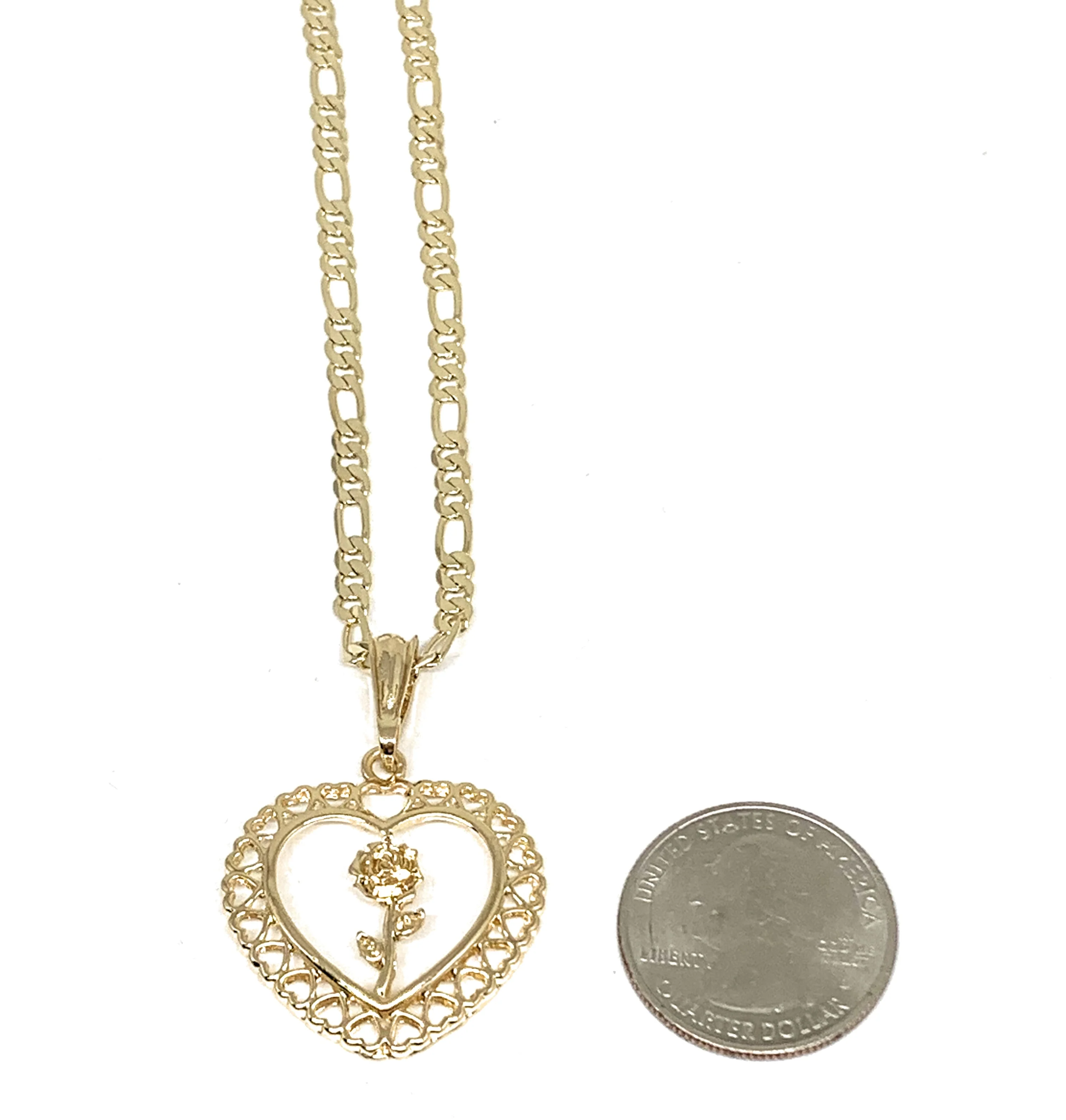 Gold Plated Yellow Rose Pendant Necklace Chain 24” Flor Pendant - Image 2