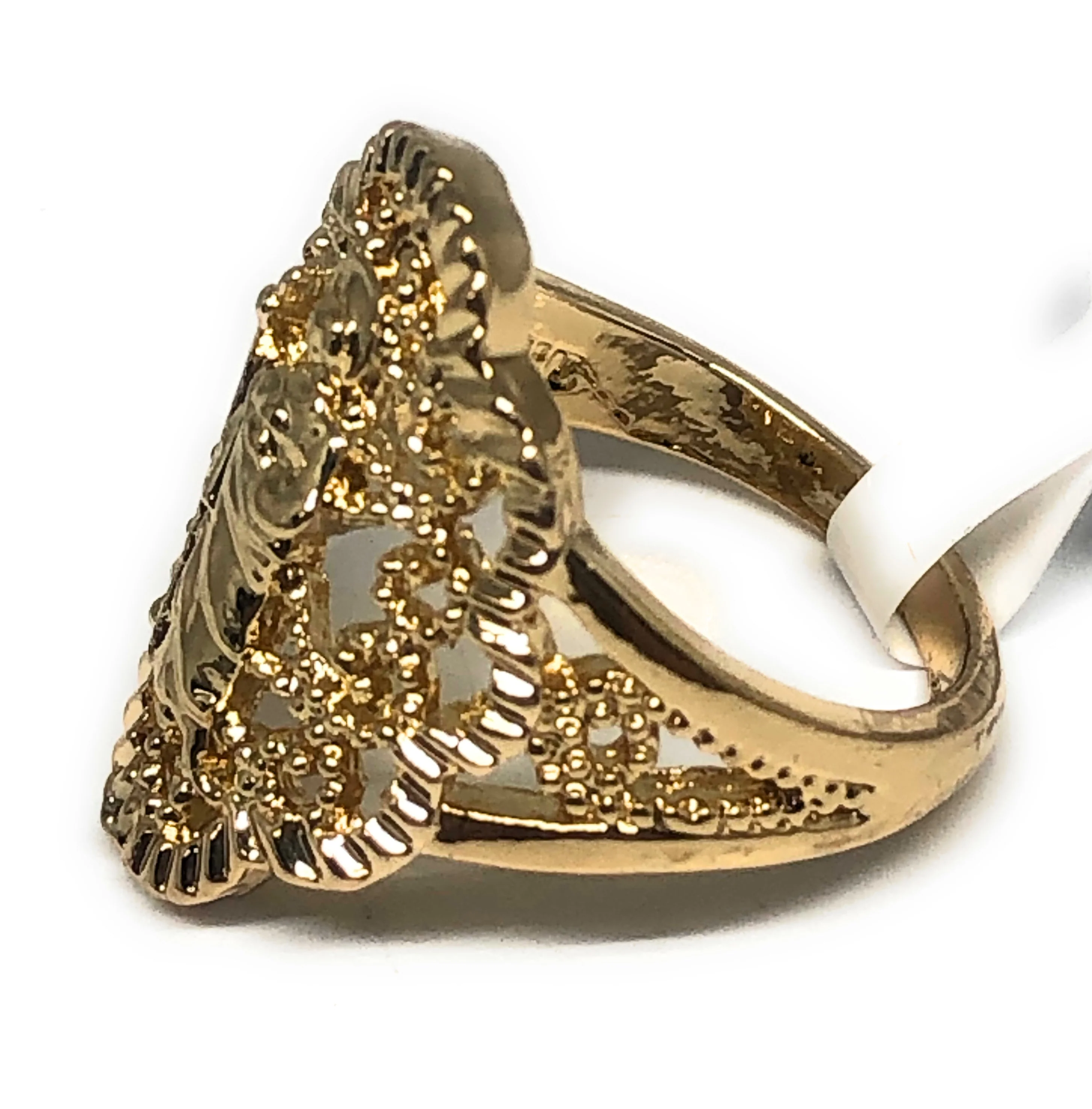 Gold Plated Yellow San Judas Saint Jude Filigree Ring Anillo - Image 2