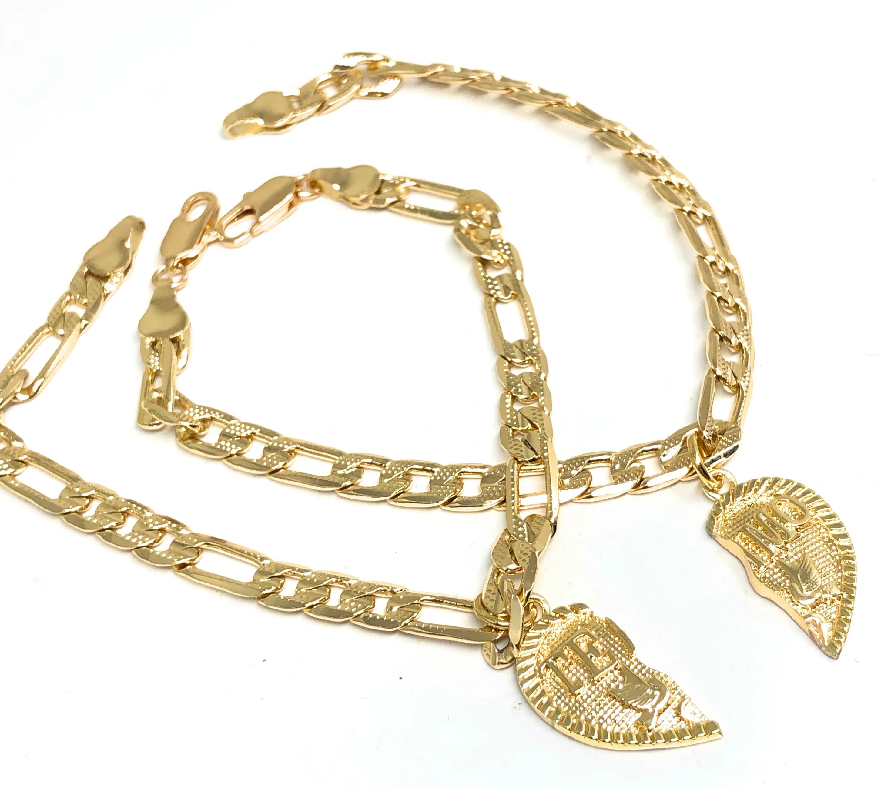 Gold Plated Yellow "Te Amo" Heart Split Pendant TWO BRACELET SET 7.5” - Image 4