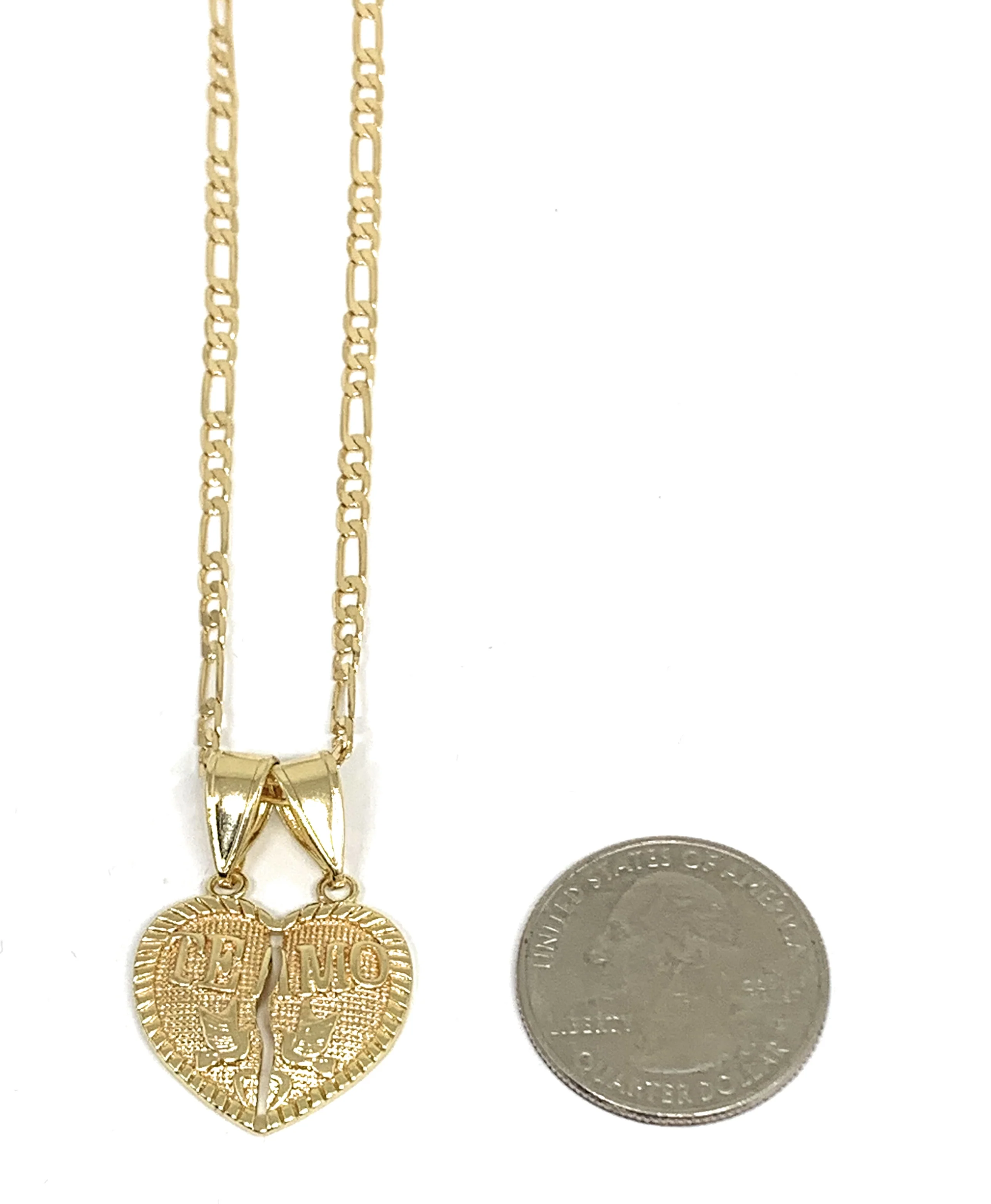 Gold Plated Yellow "Te Amo" Heart Split Pendant Necklace 24" - Image 2