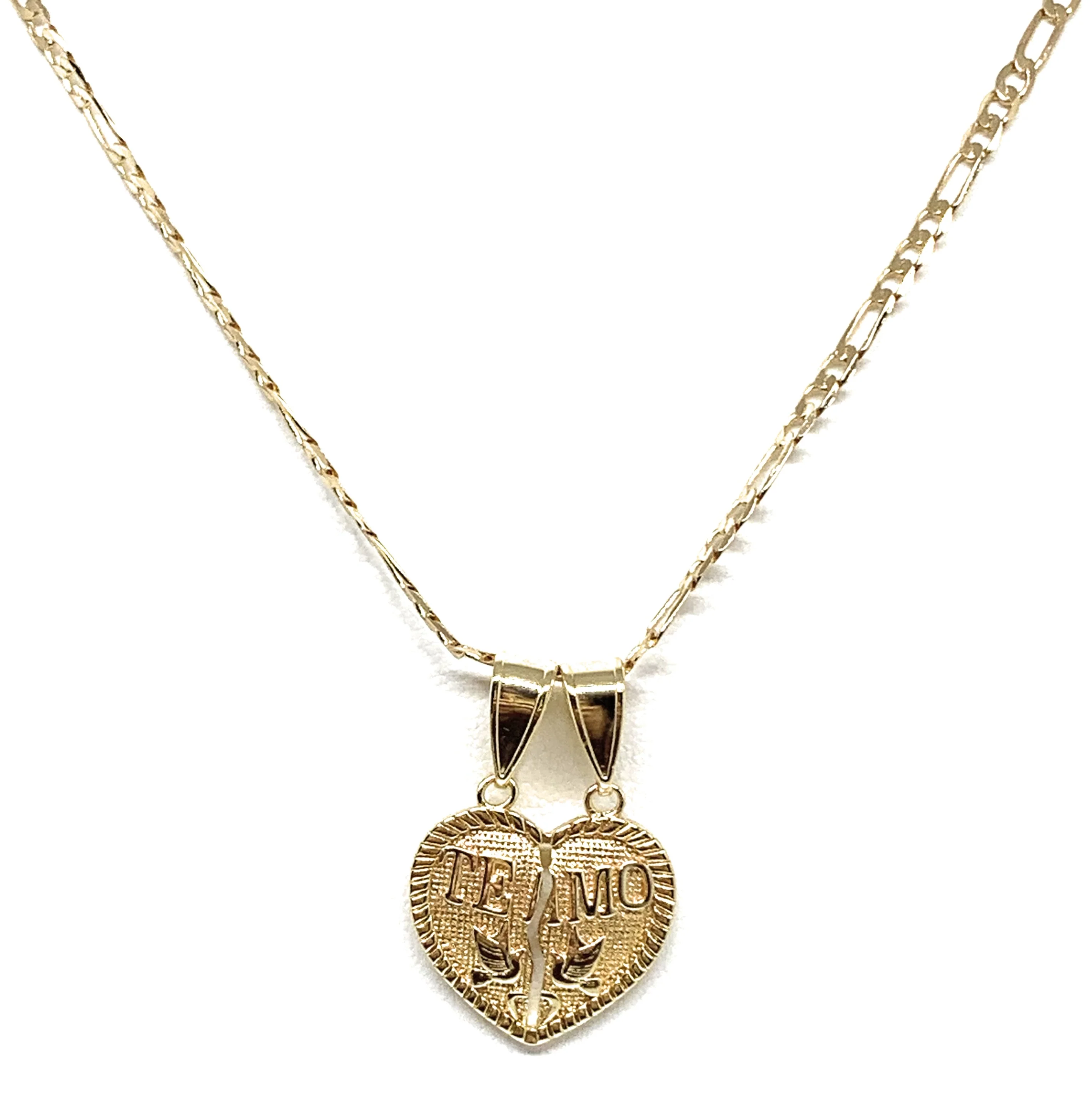 Gold Plated Yellow "Te Amo" Heart Split Pendant Necklace 24" - Image 3
