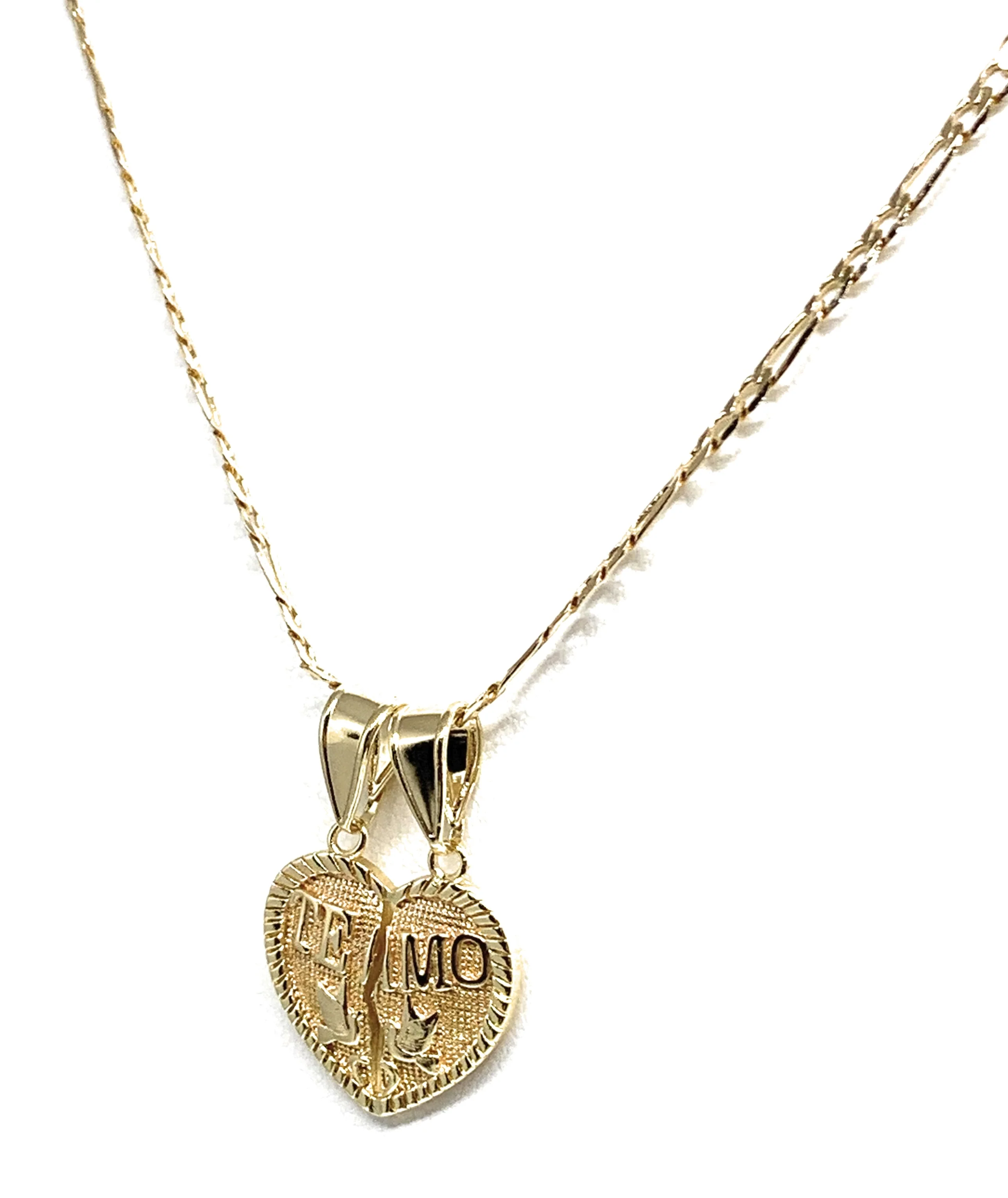 Gold Plated Yellow "Te Amo" Heart Split Pendant Necklace 24" - Image 4
