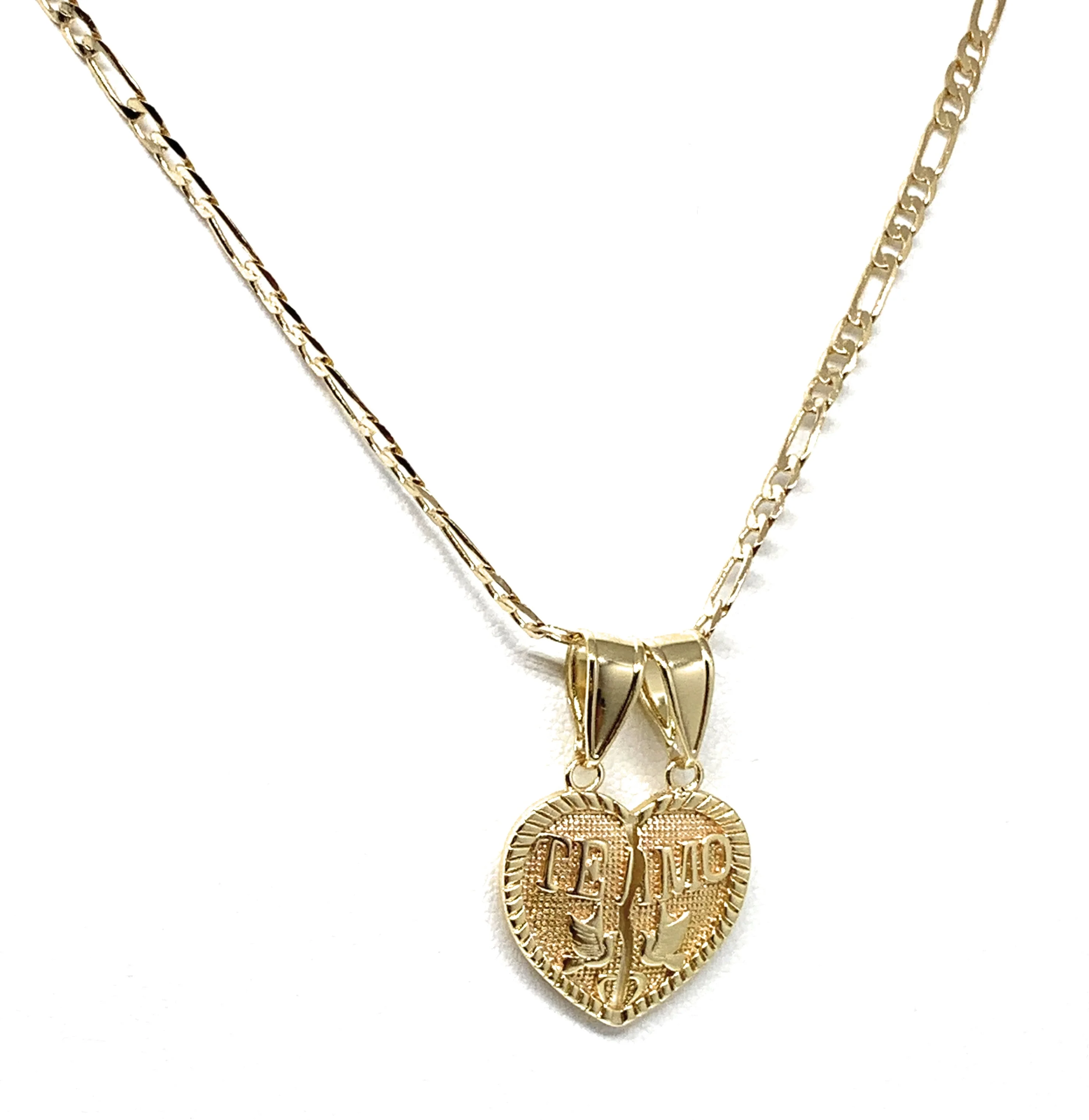 Gold Plated Yellow "Te Amo" Heart Split Pendant Necklace 24" - Image 5
