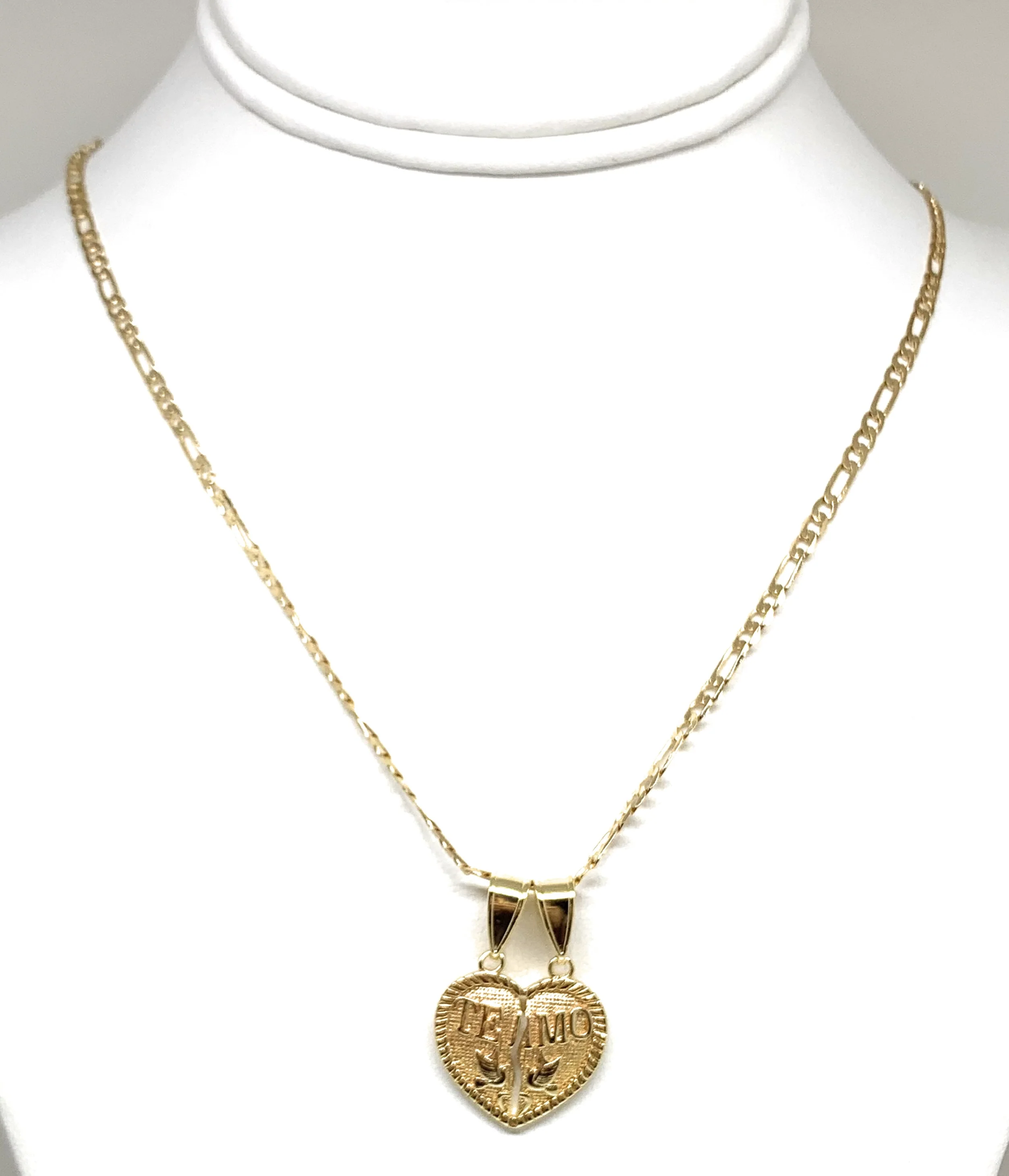 Gold Plated Yellow "Te Amo" Heart Split Pendant Necklace 24" - Image 6