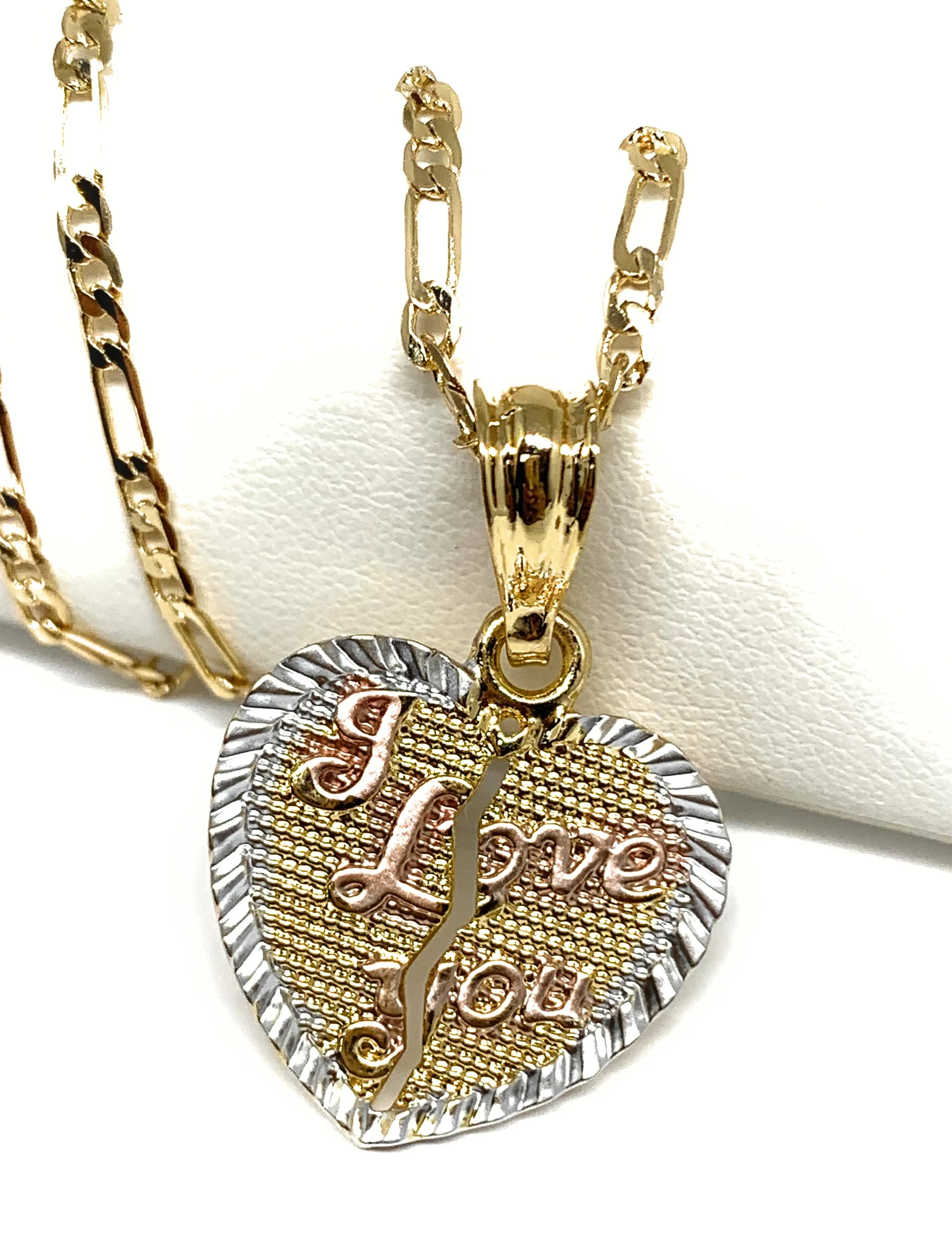 Gold Plated Yellow "I Love You" Heart Pendant Necklace 24"